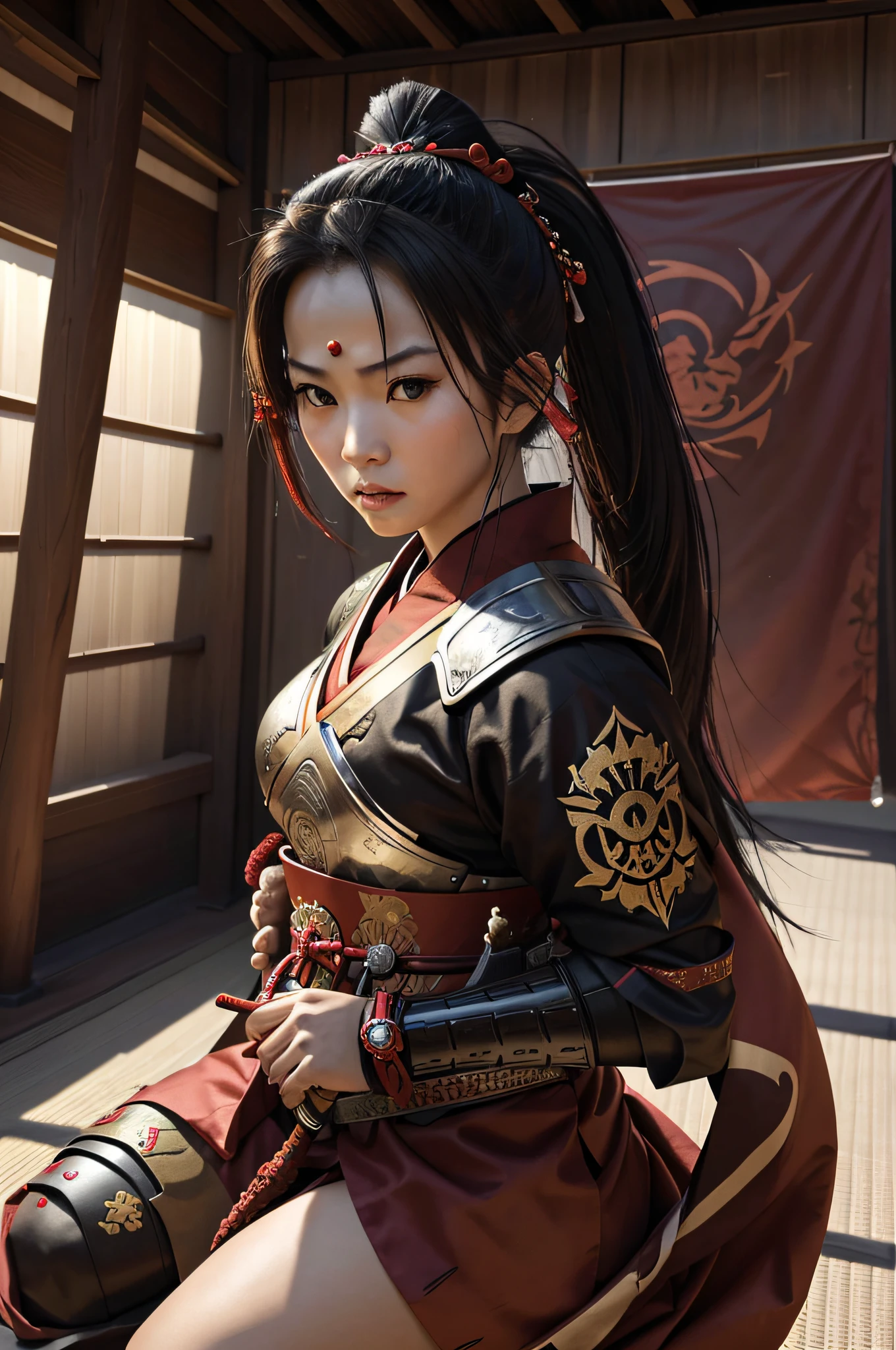 samurai warriors,katana swords,traditional armor,rising sun flag,defend country,Japanese military,heavy metal armor,detailed swords,determined facial expressions,battle-ready stance,intense gaze,ancient warriors,sacred honor,bushido code,loyalty and discipline,deep red sunset,courageous,brave soldiers,martial arts expertise,fierce warriors,meticulously crafted armor,brightly colored banners,fierce samurai warriors,samurai clan emblems,sunrise silhouette,proud warriors,rays of sunlight,emblematic symbols,strong unity,resolute defenders,traditional katana blades,glowing armor,ancestral legacy,serene tranquility,unyielding dedication,spiraling cherry blossoms,land of the rising sun,courage and valor,unwavering loyalty,patriotic devotion,dynamic composition