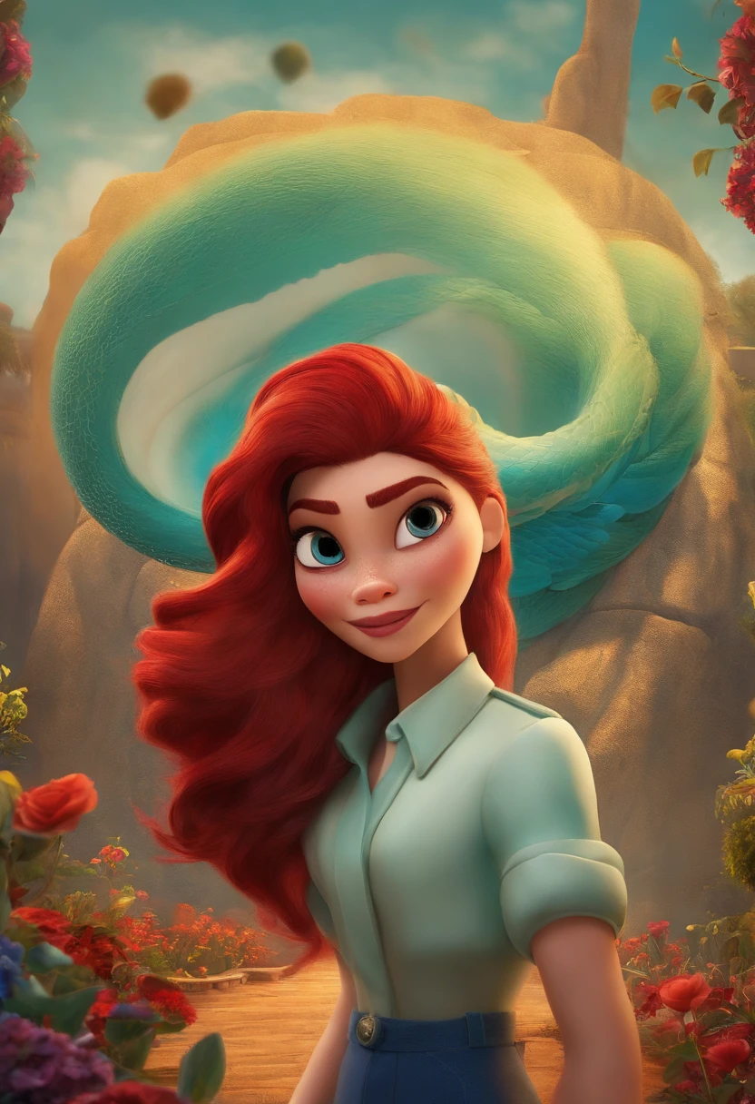 Criar um personagem no estilo pixar dentro de um jaleco. personagem branca , cabelo vermelho
