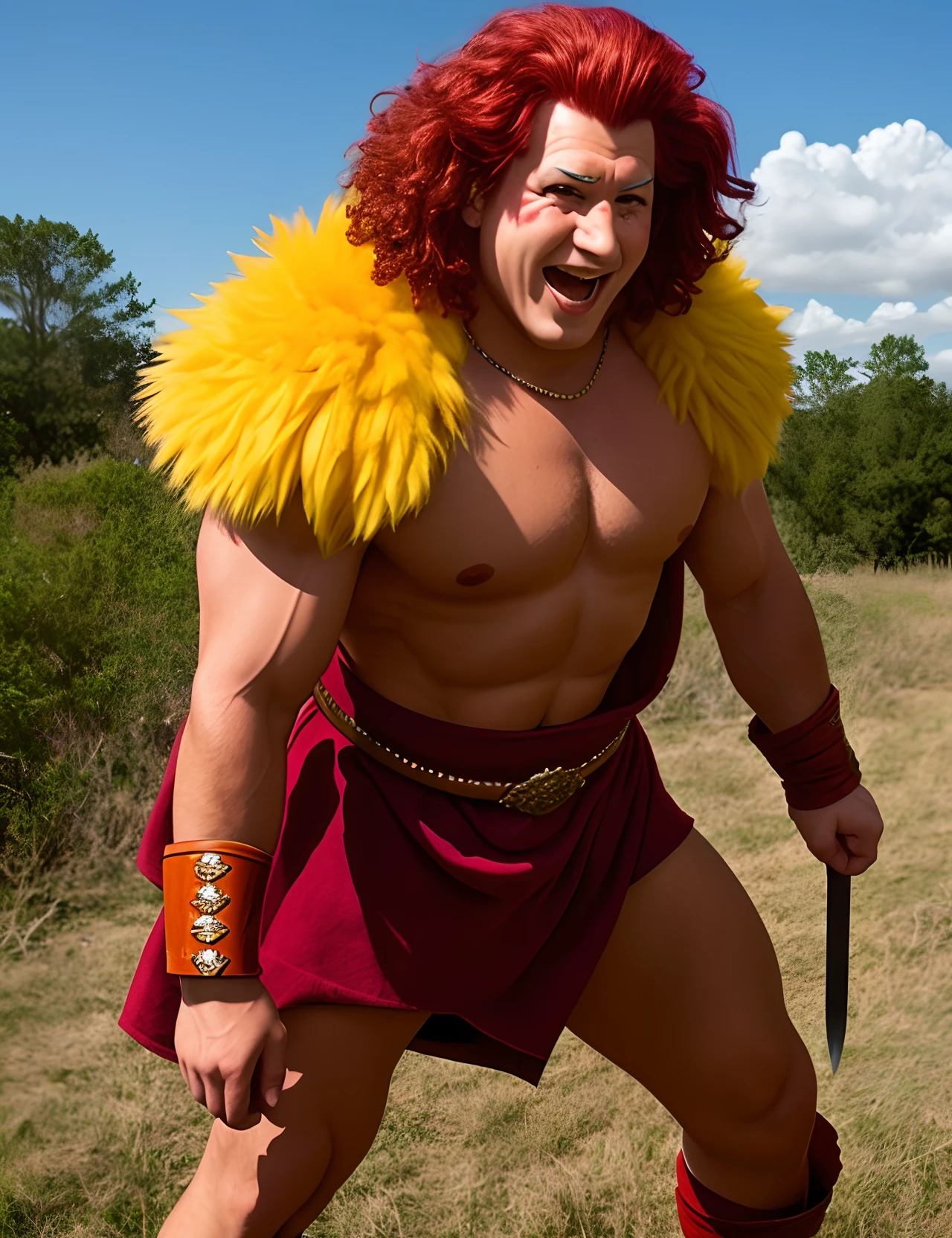 Ronald mcdonald as a dwarf barbarian
