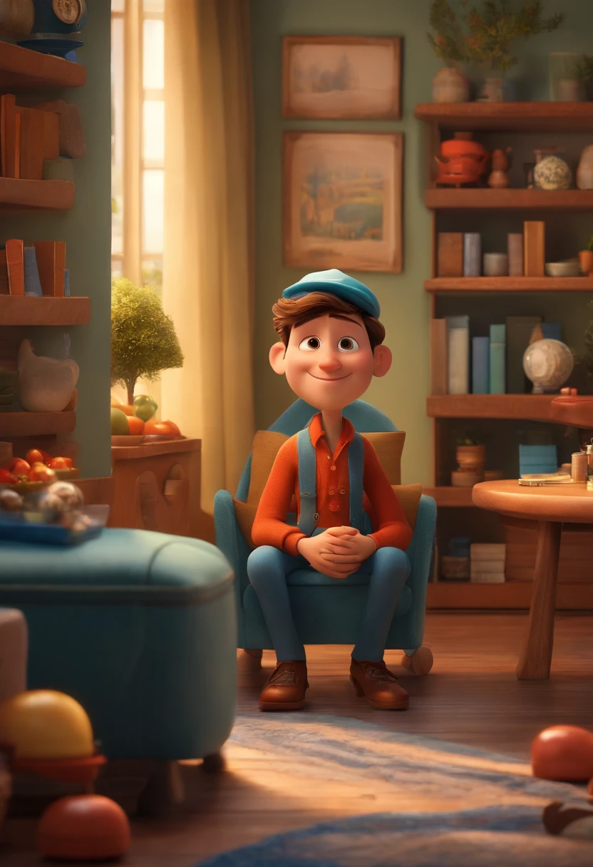A Dream Architect Inspired by Pixar Animation, de perto. The character takes center stage with captivating facial expressions, oferecendo um toque de irrealidade