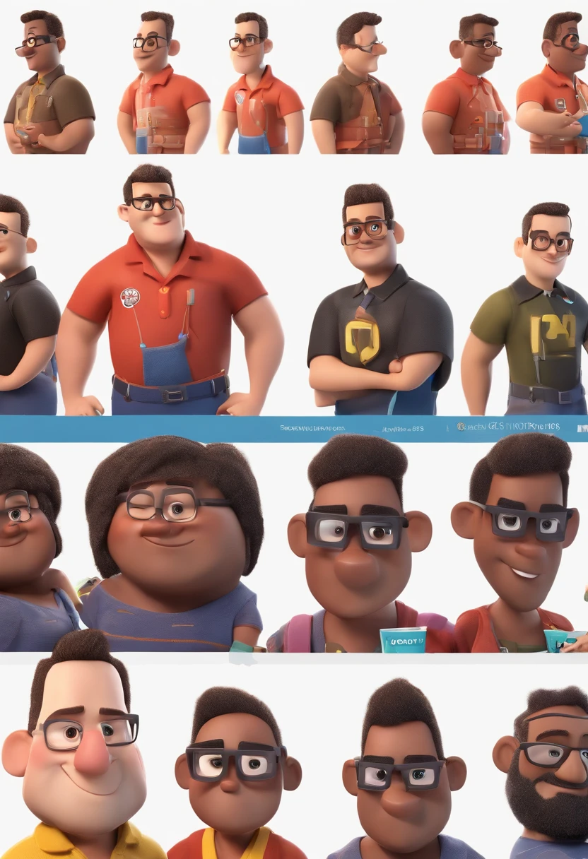 Cartoon character of a man with black glasses and a blue shirt, animation character, Caractere estilizado, animation style rendering, 3D estilizado, Arnold Maya render, 3 d render stylized, toon render keyshot, Personagem 3D, Personagem 3D, 3d rendering stylized, 3 d character render, personagem de desenho animado, Personagem de close up, Pose de personagem,  (Estilo Pixar) (master part:1.2) (Bokeh) (best quality) (pele detalhada) (textura detalhada) (8k) (argila) (Cinematic lighting) (foco nítido