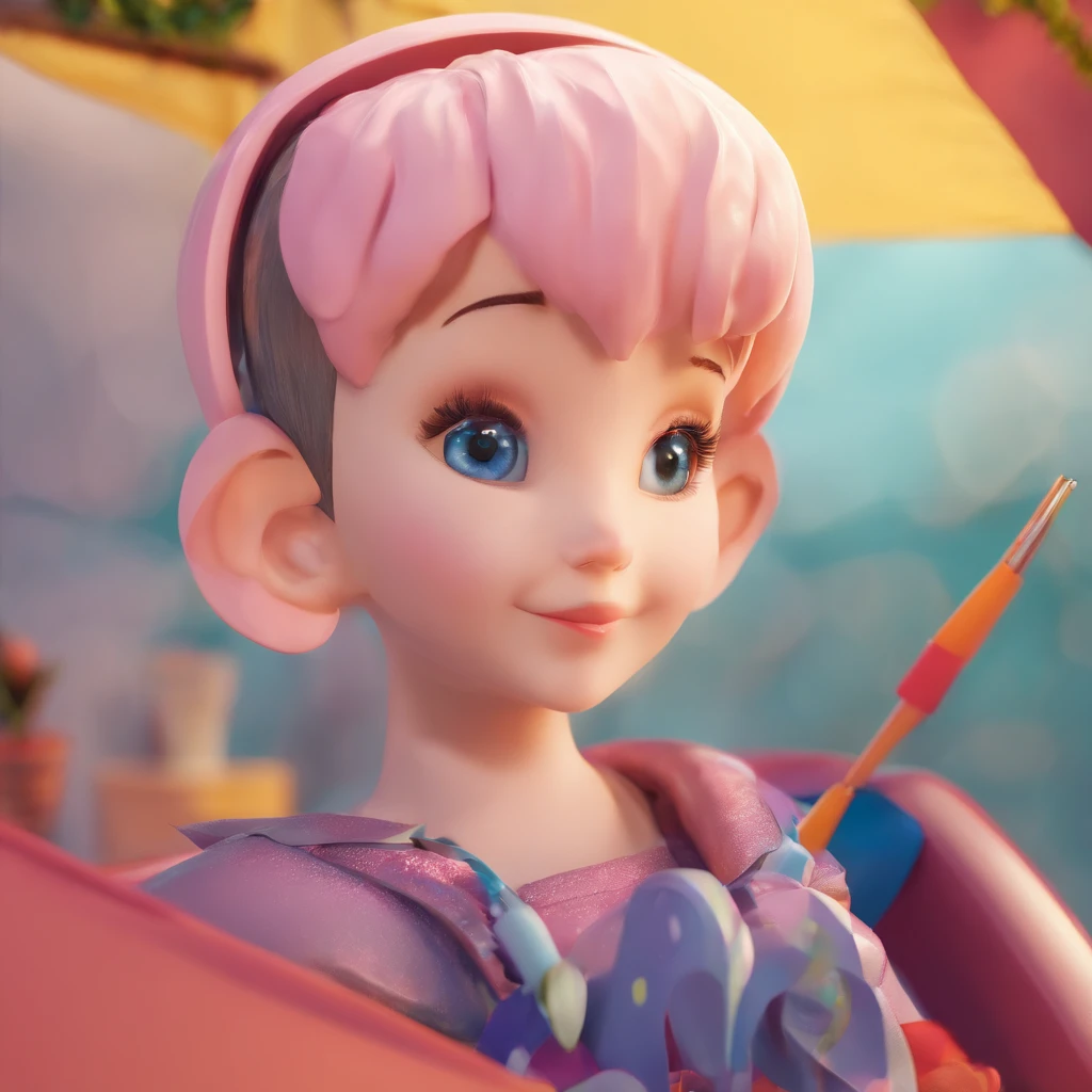 super bonito IP menina por pop mart, olhos brilhantes, querubim,Vestidinho branco, argila, Modelos, um brinquedo de caixa cega, Brilhante e delicado,fundo limpo, Bom brilho, 3D rendering of,best quality