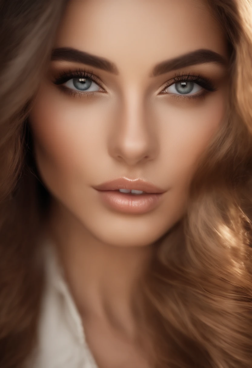 beautiful detailed eyes, long eyelashes,(best quality:1.2),(realistic:1.37),ultra-detailed,medium:portraits,brunette hair,girl,stylish, posing confidently,relaxed atmosphere,soft natural lighting,subtle warm tones,graceful posture,natural makeup,fine art painting,vivid colors,smooth skin,high-resolution,wearing a fashionable outfit,professional studio lighting,detailed facial features,focus on the expression,captivating gaze,carefully crafted,photorealistic,artistic composition,subtle texture,hair flowing elegantly,harmonious background,subtle shadowing,emotionally captivating,attention to detail,exquisite craftsmanship.