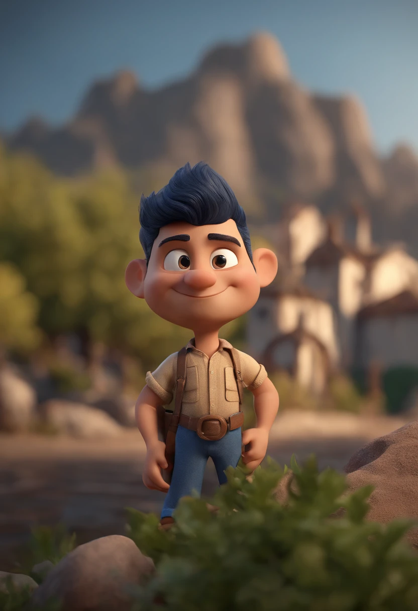 Personagem dos desenhos animados de um homem careca e barbudo, nariz um pouco grande e uma camisa branca, animation character, Caractere estilizado, animation style rendering, 3D estilizado, Arnold Maya render, 3 d render stylized, toon render keyshot, Personagem 3D, Personagem 3D, 3d rendering stylized, 3 d character render, personagem de desenho animado, Personagem de close up, Pose de personagem, (Estilo Pixar) (master part:1.2) (Bokeh) (best quality) (pele detalhada) (textura detalhada) (8k) (argila) (Cinematic lighting) (foco nítido