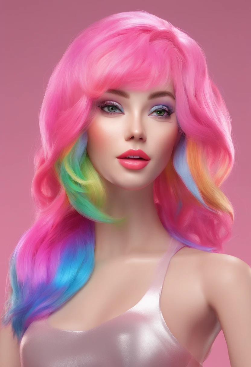 (master part, best quality, high resolution), fundo branco, ((respingo de tinta, salpicos de cor, Respingo de tinta, salpicos de cor)), cara bonito bangladesh, rainbow hair, pink lips, frente, parte superior do corpo