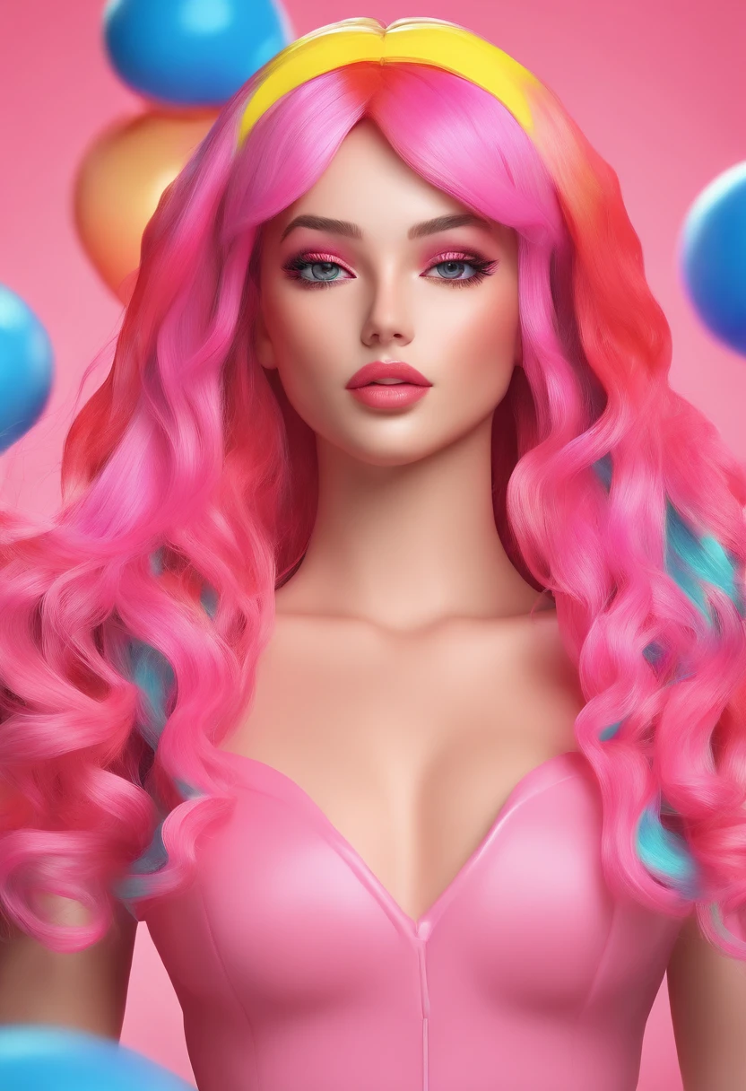 (master part, best quality, high resolution), fundo branco, ((respingo de tinta, salpicos de cor, Respingo de tinta, salpicos de cor)), cara bonito bangladesh, rainbow hair, pink lips, frente, parte superior do corpo