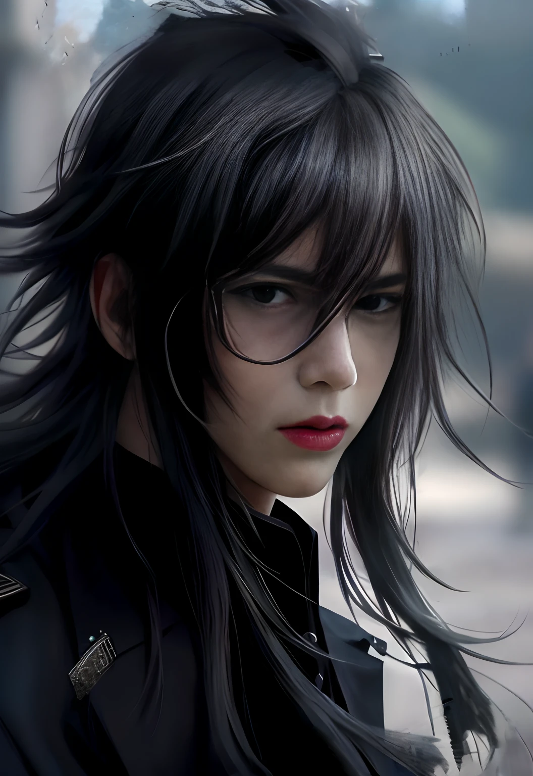 anime boy with long black hair and blue eyes, stunning anime face portrait, anime handsome man, smooth anime cg art, detailed digital anime art, realistic anime artstyle, male anime character, detailed anime character art, high detailed face anime, beautiful androgynous prince, style of final + fantasy + 1 5, anime portrait of a handsome man, handsome anime eyes