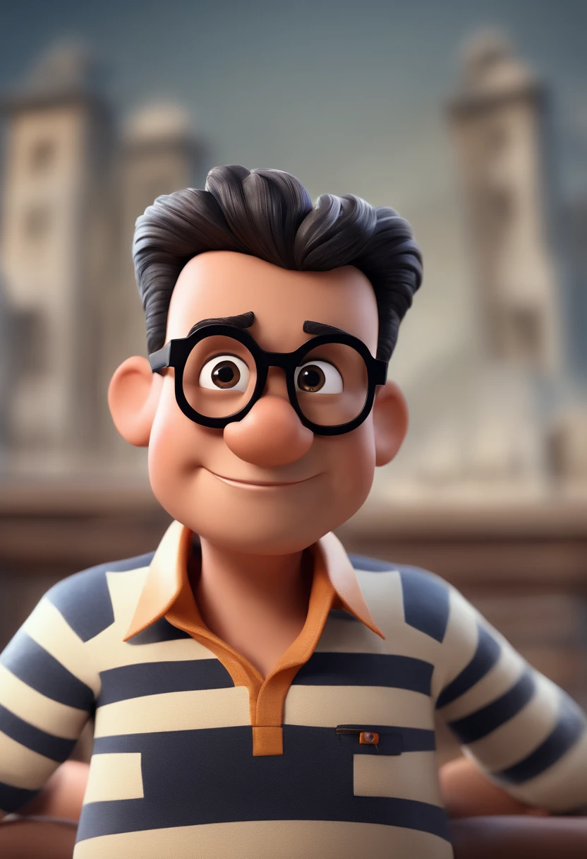 Cartoon character of a man with black glasses and a blue shirt, animation character, Caractere estilizado, animation style rendering, 3D estilizado, Arnold Maya render, 3 d render stylized, toon render keyshot, Personagem 3D, Personagem 3D, 3d rendering stylized, 3 d character render, personagem de desenho animado, Personagem de close up, Pose de personagem, (Estilo Pixar) (master part:1.2) (Bokeh) (best quality) (pele detalhada) (textura detalhada) (8k) (argila) (Cinematic lighting) (foco nítido