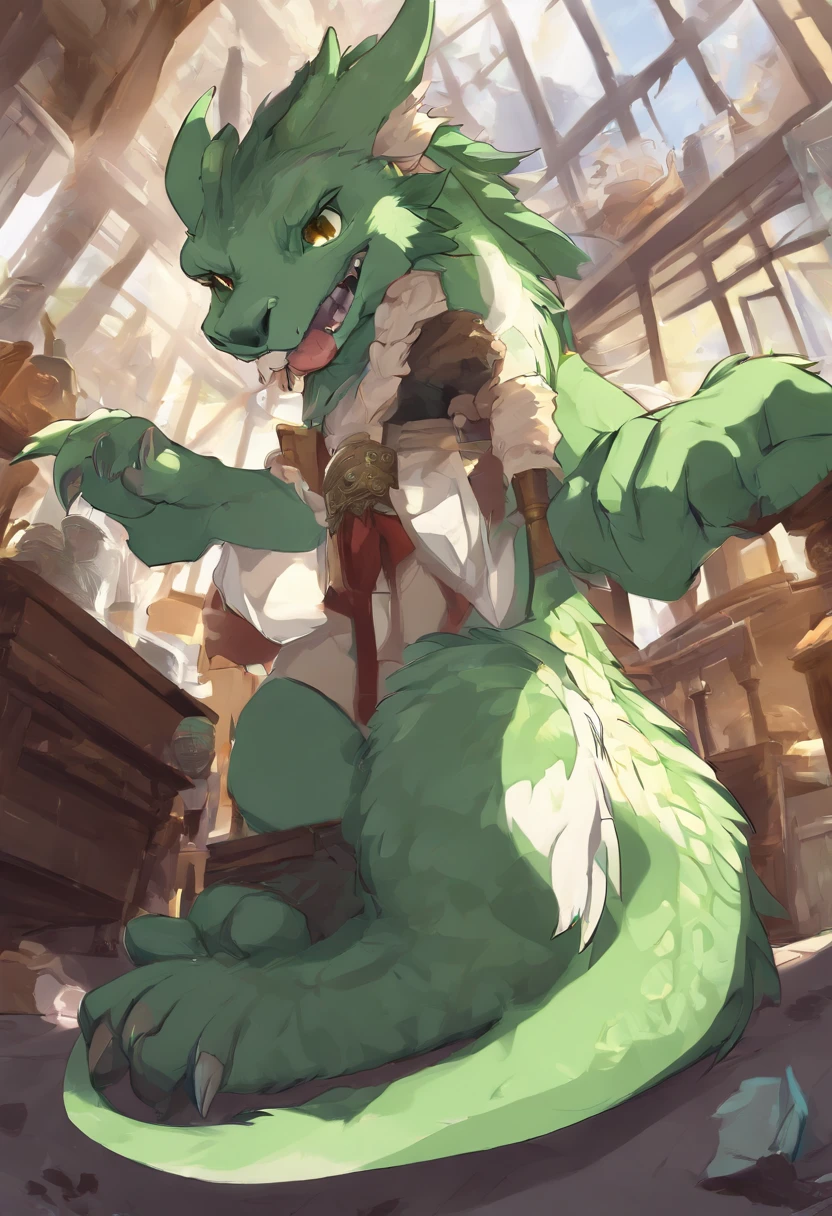 (smirking), smirk, male green dragon with small with his legs spread sitting on a table with his feet toward the pov ((giving a footjob with his toes)) ((he has exactly 4 toes on each hindpaw:1.5)), ((pov)), (low-angle view), tavern background, rim lighting, two tone lighting, dimly lit, low key, 1boy, (large, huge, , pov footjob, size_difference, (paws), (pawpads), (scales), hi res, photorealism, soft shading, (detailed face:1.1), (masterpiece:1.2), detailed face, (by kenket), by ross tran, by michael & inessa garmash, by pino daeni, by kiguri, by alena aenami, by ruan jia, ((4_toes)), (foot_focus), ((foot_fetish)), ((paw_fetish)), ((pawjob)), footplay, footjob, ((cum_on_paws)), cum,, ((claws:1.3)), ((two_footed_footjob)), detailed paws, (((matching feet))), paws, (hindpaw), ((foot_on_)), ((receiving_footjob_pov)), first_person_view, Scaley feet, scaley face, dragon face, single tail, 4 claws on each foot