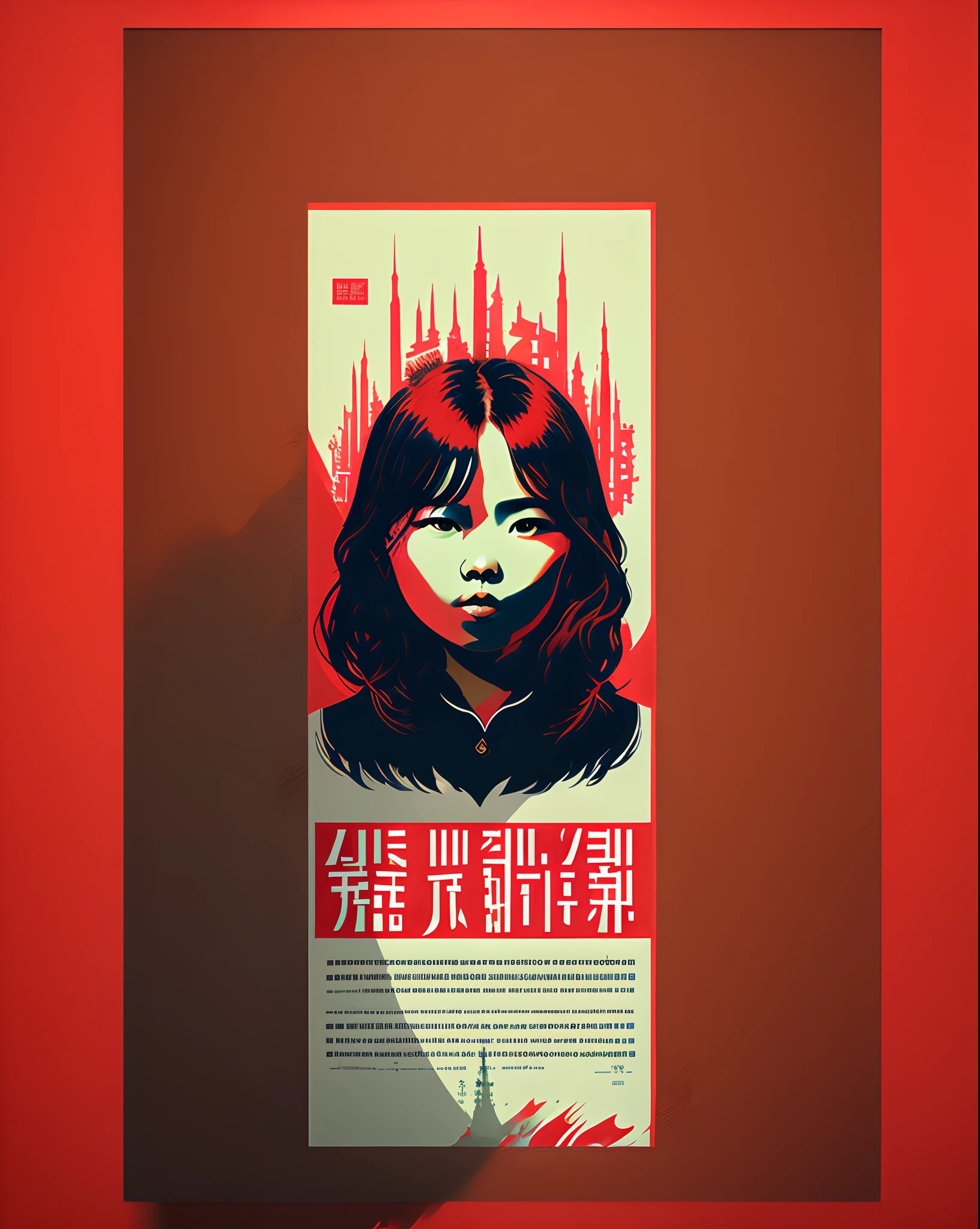 Make an A4 red poster with the words "The 7th Chongqing University Student Art Exhibition".