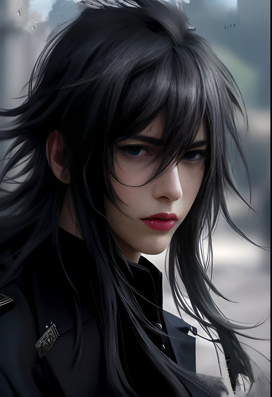 anime boy with long black hair and blue eyes, stunning anime face portrait, anime handsome man, smooth anime cg art, detailed digital anime art, realistic anime artstyle, male anime character, detailed anime character art, high detailed face anime, beautiful androgynous prince, style of final + fantasy + 1 5, anime portrait of a handsome man, handsome anime eyes