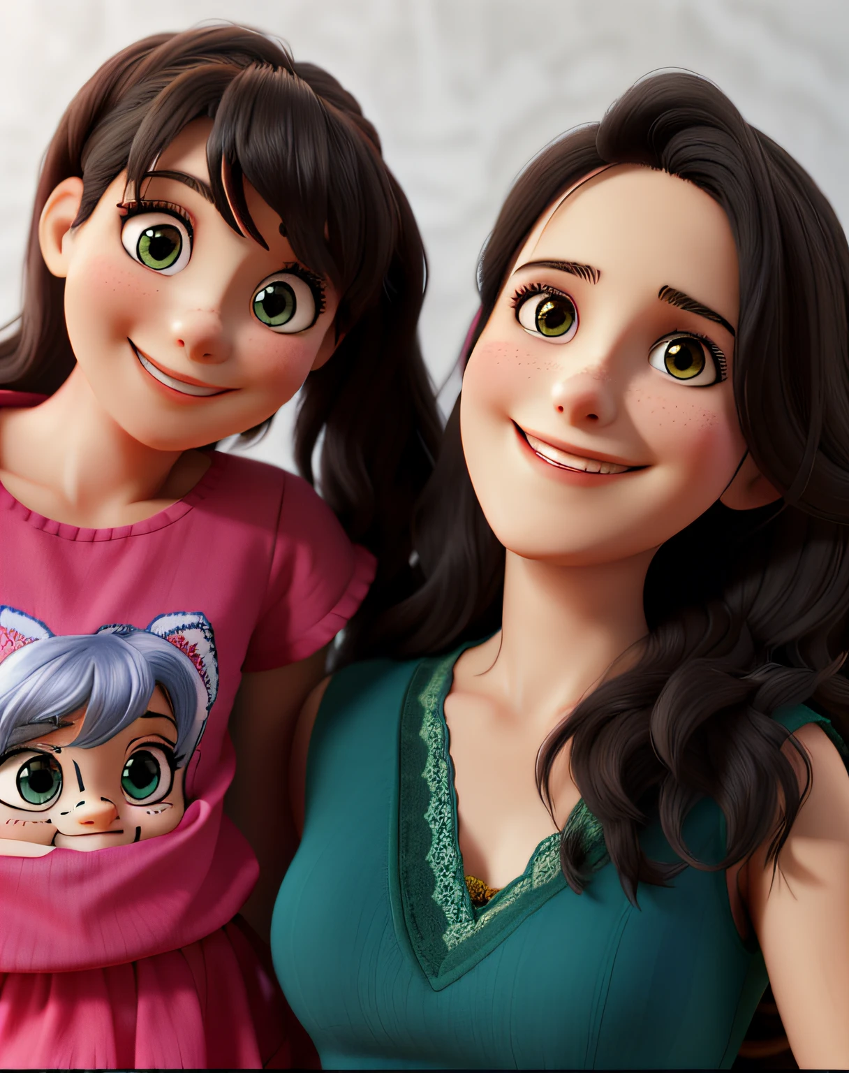 Mother and daughter smiling for photo