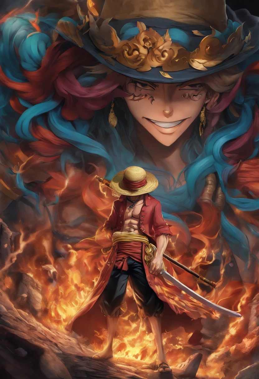 Personagem de desenho animado de one piece em 3D