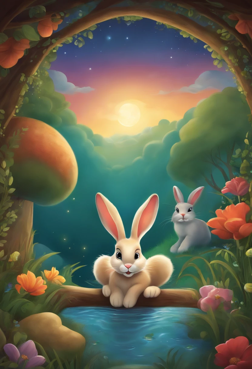 create an image for the cover of a children's book with the title The Dream of the Bouncing Rabbit