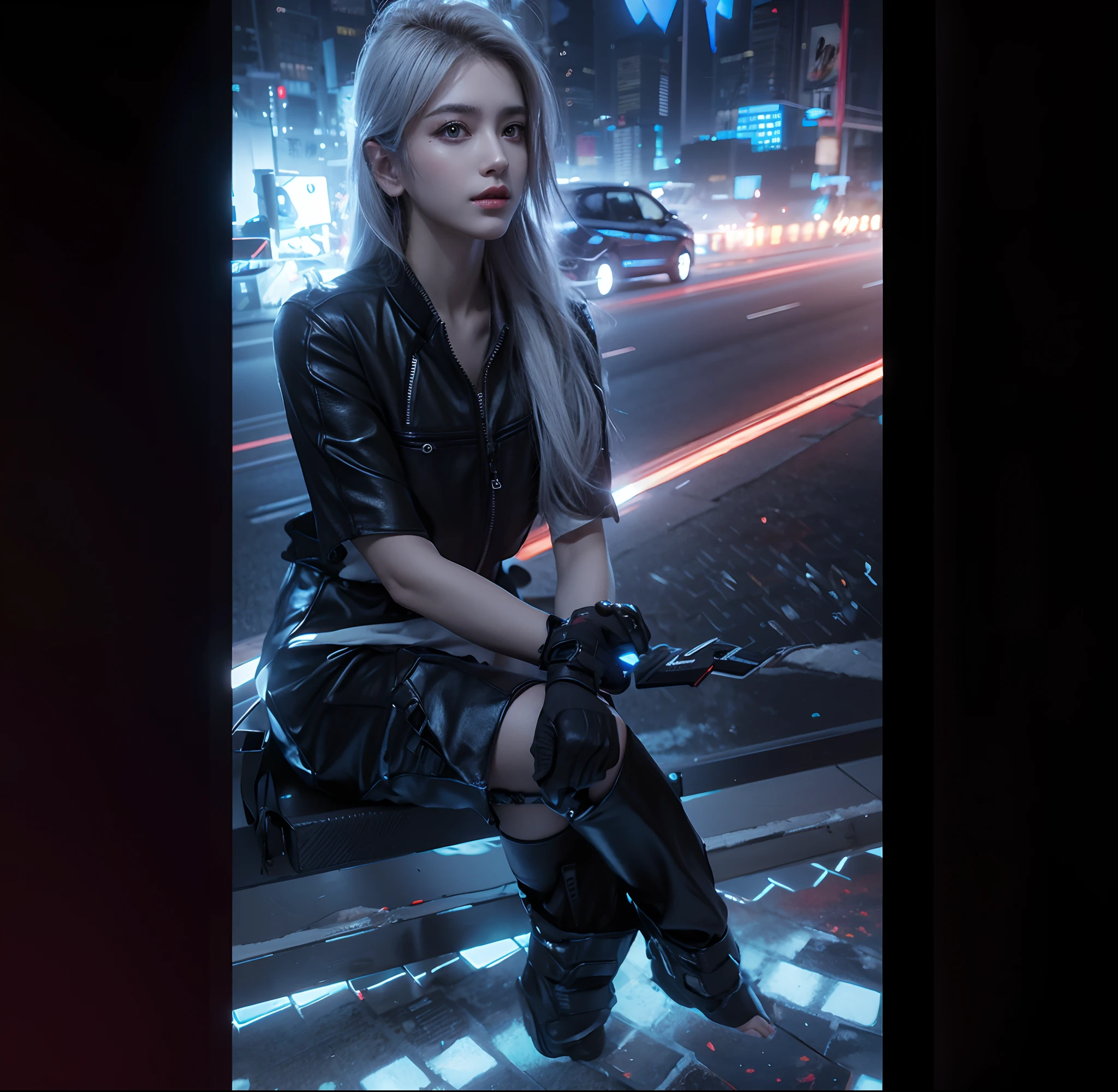 Change background Cyberpunk handsome girl realistic 8K ultra realistic