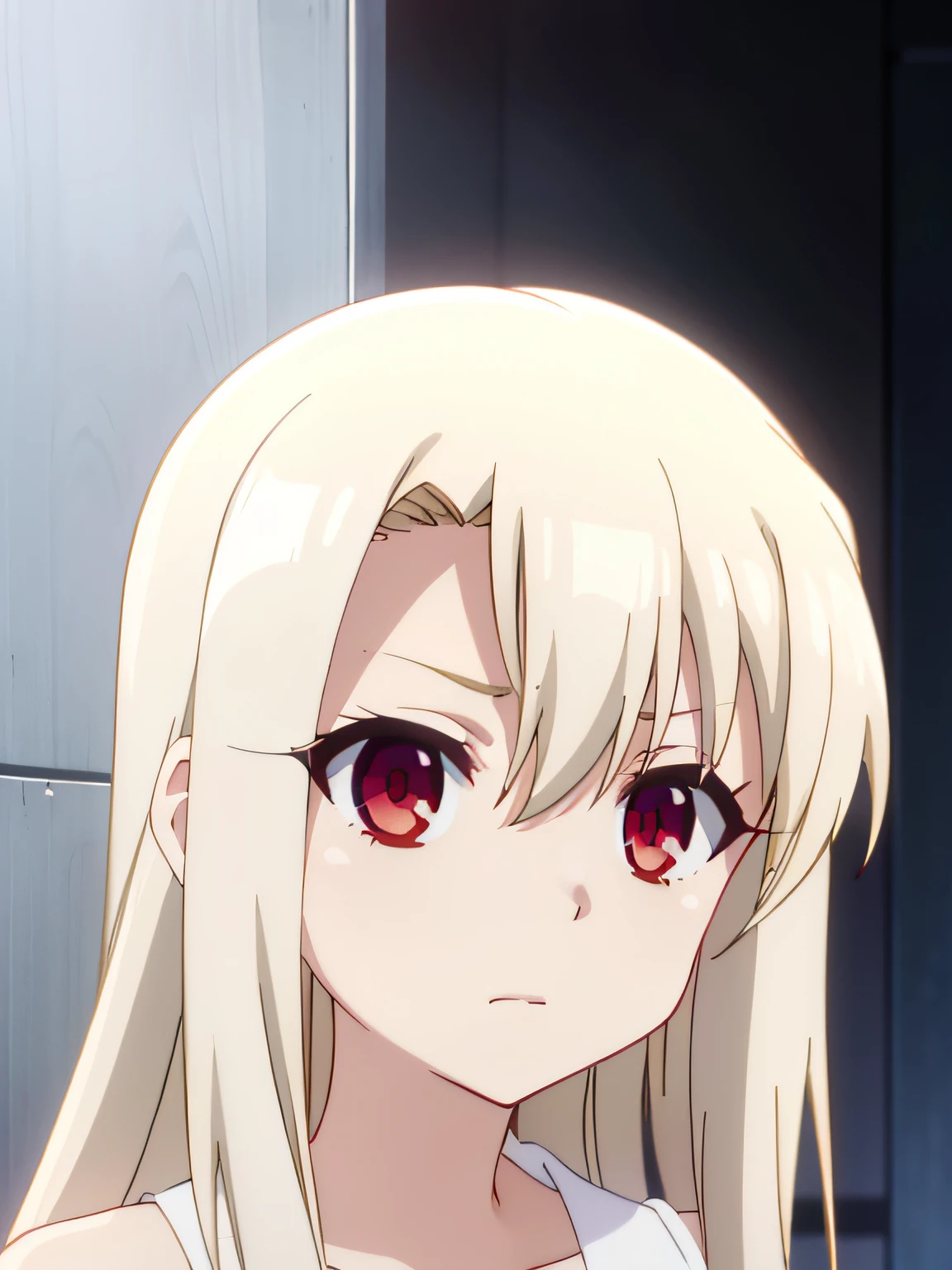 aaillya,long_hair,blonde_hair,red_eyes,hair_between_eyes,bangs,white_hair, highres, white dress