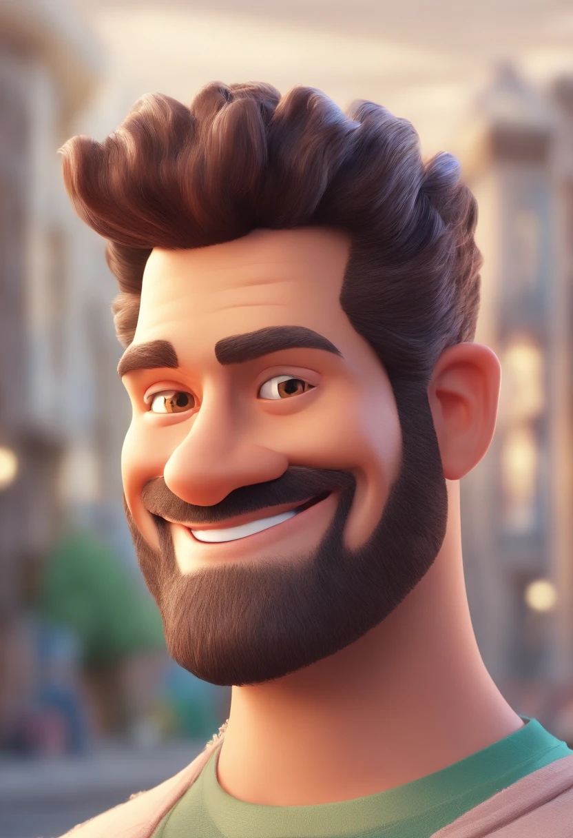 Smiling Man Illustration, sorriso insano, Homem de pele marrom com um sorriso gigante, happily smiling at the camera, sorriso atrevido, he's smiling, sorriso muito grande, Macho sorridente, foto de perfil headshot, rindo sorriso enorme, desenhando no estilo de Arte 3D, c4d, fundo de cor branco puro, estilo disney, estilo pixar render ilustracao Super Detalhe, 8k