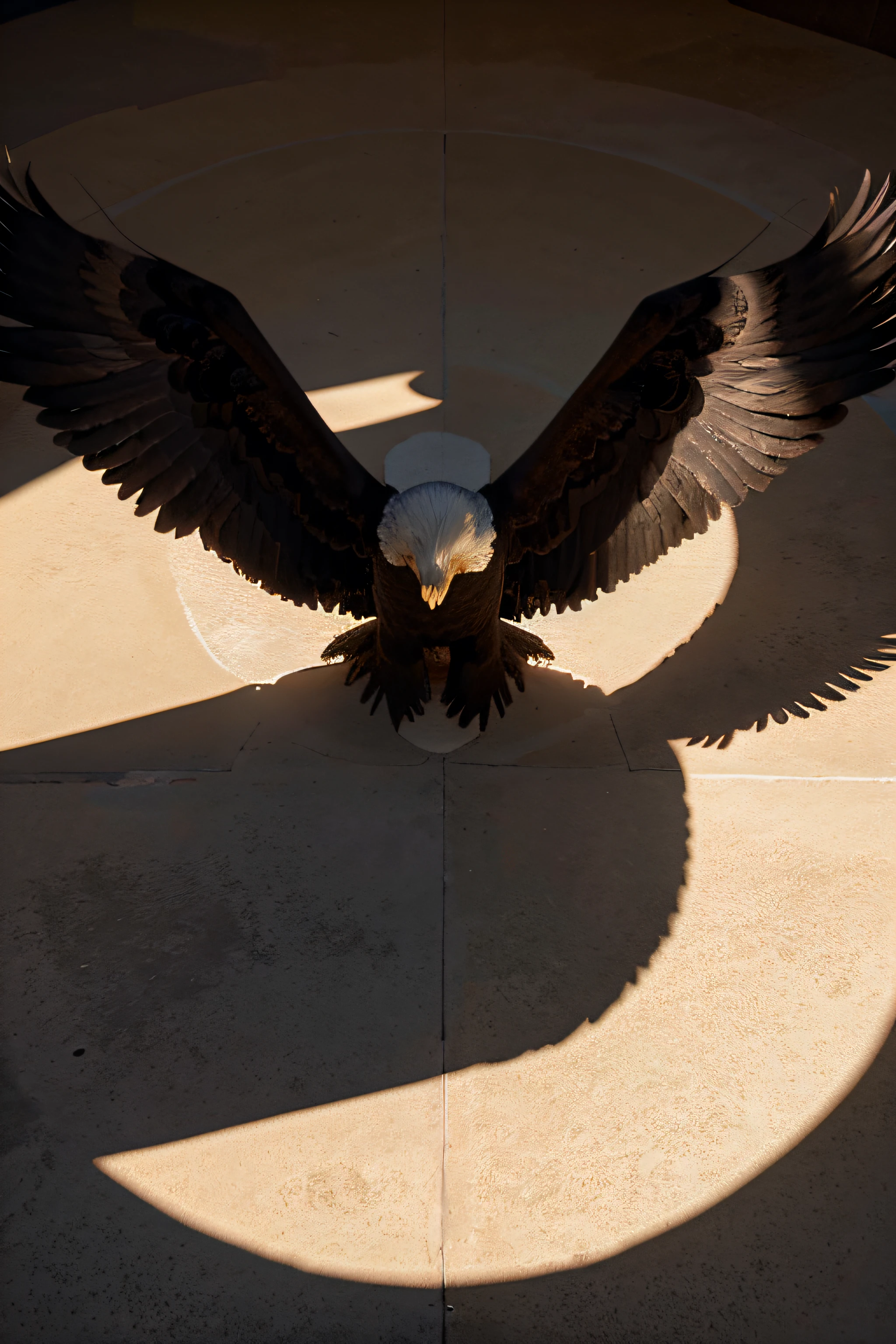 create a high-converting circular leadership audiobook logo with the name of Successful Leader arched using only the shadow of an imposing eagle with its wings spread forward view
