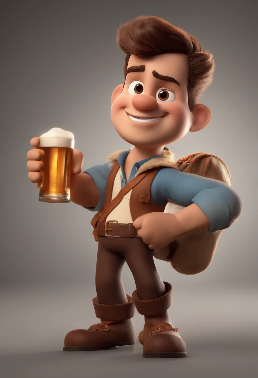 Personagem de desenho animado de um homem branco bebendo um chopp, um personagem animado, Caractere estilizado, animation style rendering, 3D estilizado, Arnold Maya render, 3 d render stylized, toon render keyshot, Personagem 3D, Personagem 3D, 3d rendering stylized, 3 d character render, personagem de desenho animado, Personagem de close up, Pose de personagem, (Estilo Pixar) (master part:1.2) (Bokeh) (best quality) (pele detalhada) (textura detalhada) (8k) (argila) (Cinematic lighting) (foco nítido,Senta e vaza a parte superior do corpo