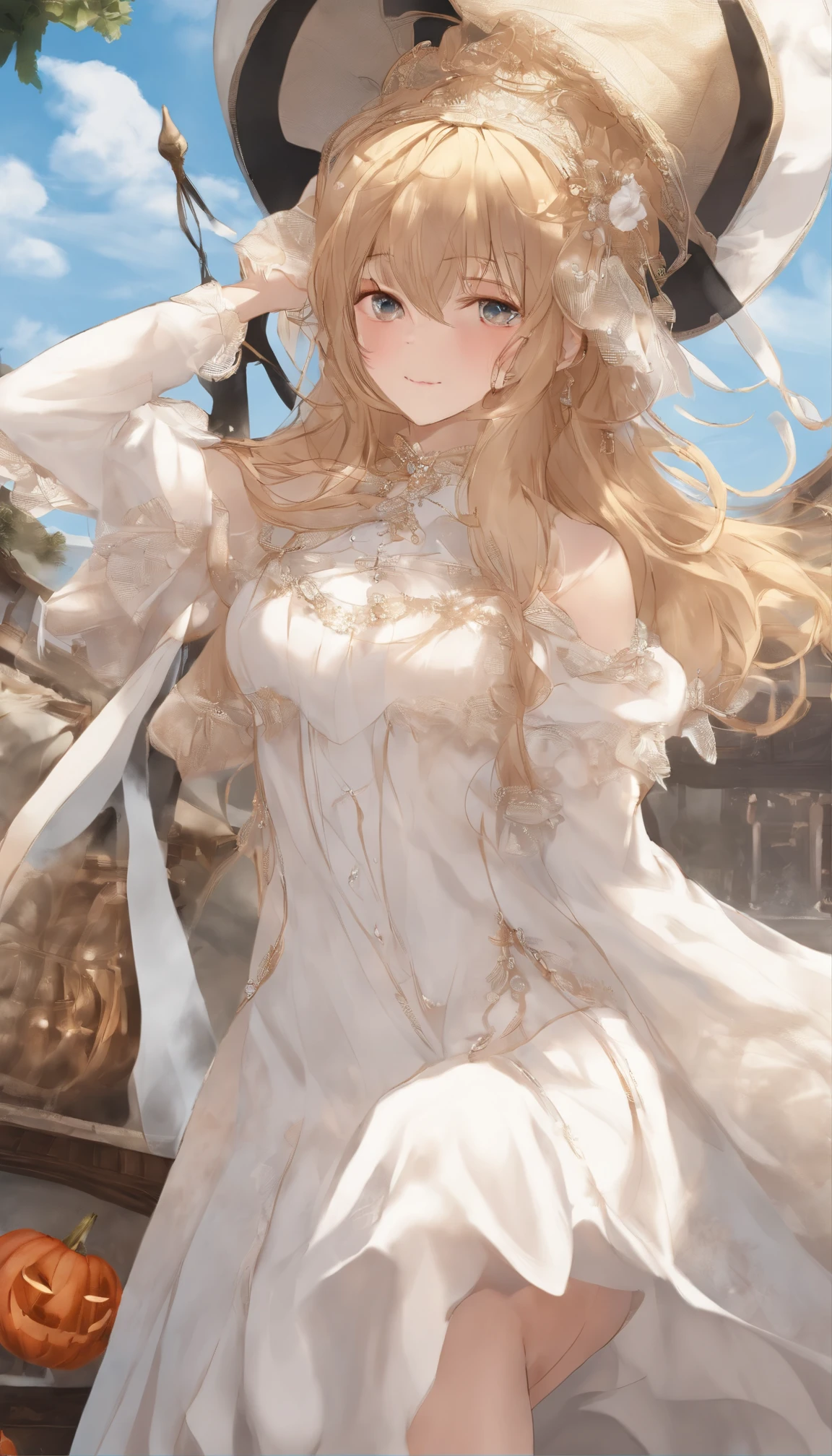 ( reasonable design, Clear lines, High sharpness,Best quality, Very detailed, Movie、 4K )、((offcial art))、((Let you feel the composition of the story))、((Illustrations with stories))、mejiro ardan \(umamusume\)、(((Cool pose)))、Cheerful gesture、((randome pose)、((white backgrounid))、a young man and a woman、Perfect and Beautiful Face、strong winds、Rich facial expressions、((Cool gestures))、((From an external point of view))、((((Funny woman))))、(((Unique composition)))、((Show off your heels))、Golden ratio composition、Pivot configuration、Looking Up The Sky、((Halloween costumes))、sideways Facing、burial site、Trick or Treat、Stand with your back to your back、derailment。