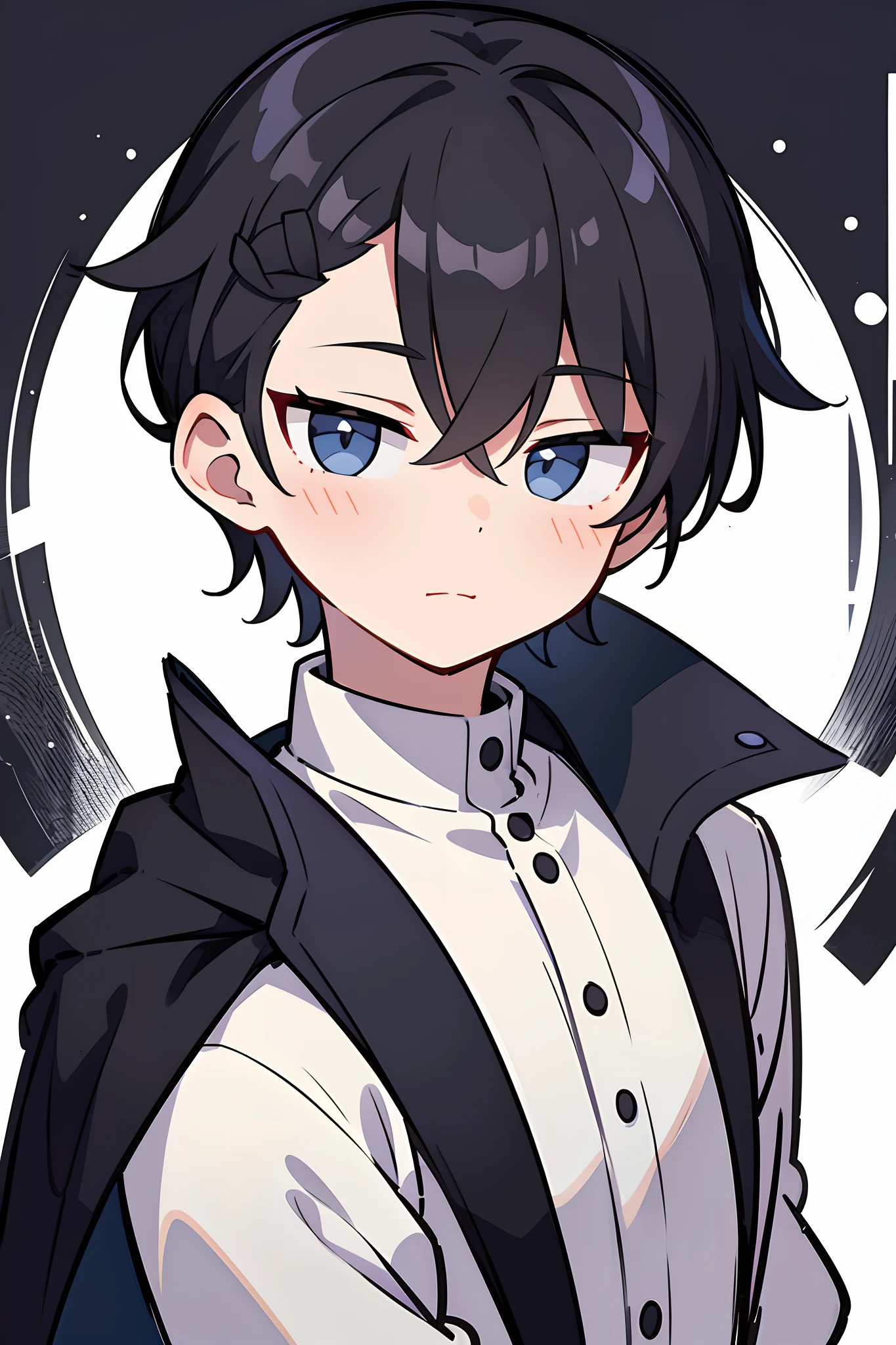 1 A boy dressed in white，male people，Cheerful and lively，Welcoming and lovely，Charming, Handsome，fashion hair，short detailed hair，Playful expression，Side face avatar，Black color hair，vivid background，