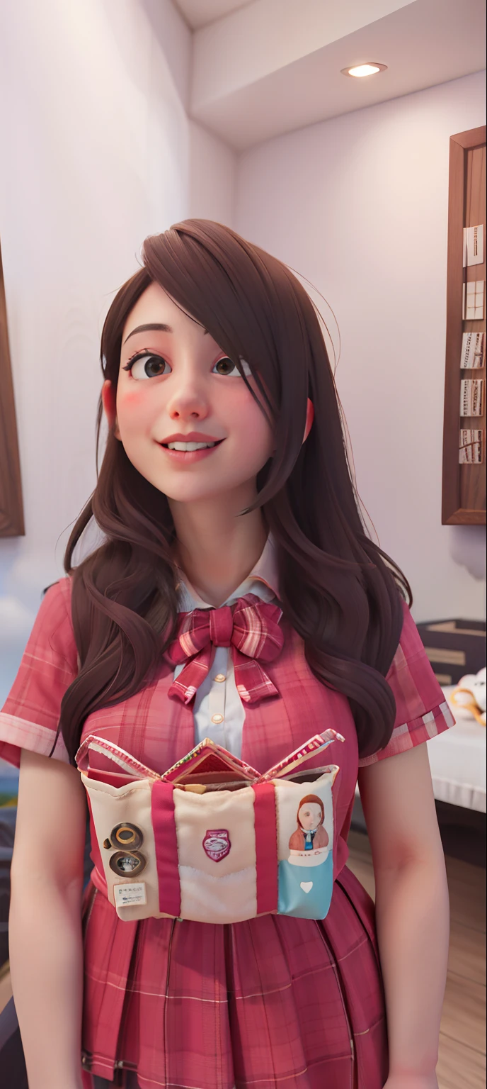 masterpiece, high quality best quality,1girl, bangs, beach, blue_sky, blush, bow, breasts, checkered, checkered_shirt, checkered_skirt, cloud, cloudy_sky, collarbone, day, envelope, giving, grass, hair_bow, heart, holding, holding_letter, horizon, incoming_gift, kazami_yuuka, leaning_forward, lens_flare, letter, light_rays, long_hair, looking_at_viewer, love_letter, mountain, mountainous_horizon, ocean, outdoors, plaid, plaid_background, plaid_bikini, plaid_bow, plaid_bowtie, plaid_bra, plaid_dress, plaid_headwear, plaid_jacket, plaid_legwear, plaid_necktie, plaid_neckwear, plaid_panties, plaid_pants, plaid_ribbon, plaid_scarf, plaid_shirt, plaid_skirt, plaid_vest, pov, shirt, skirt, sky, smile, solo, sun, sunbeam, sunlight, tree, unmoving_pattern