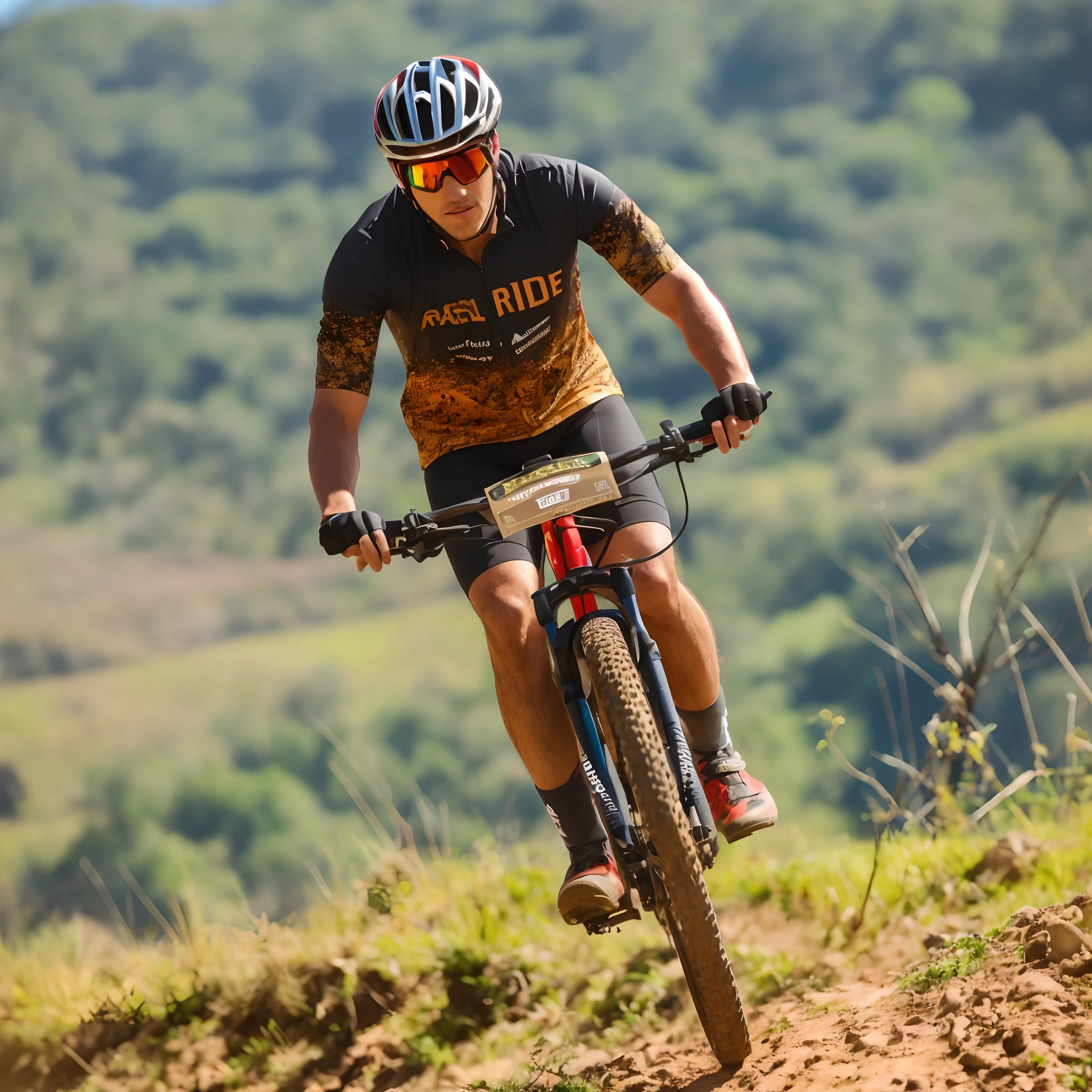 There's a man riding his bike on a dirt track, Alma piedosa, Bram Sels, album photo, into glory ride, Alex Miranda, motociclista, wide angle dynamic action shot, Detalhes intensos, panning shot, action sports photography, album, exclusivo, imagem de um motociclista masculino, pano de fundo, acabamento fosco, Foto de capa, horseback riding, tiro no meio