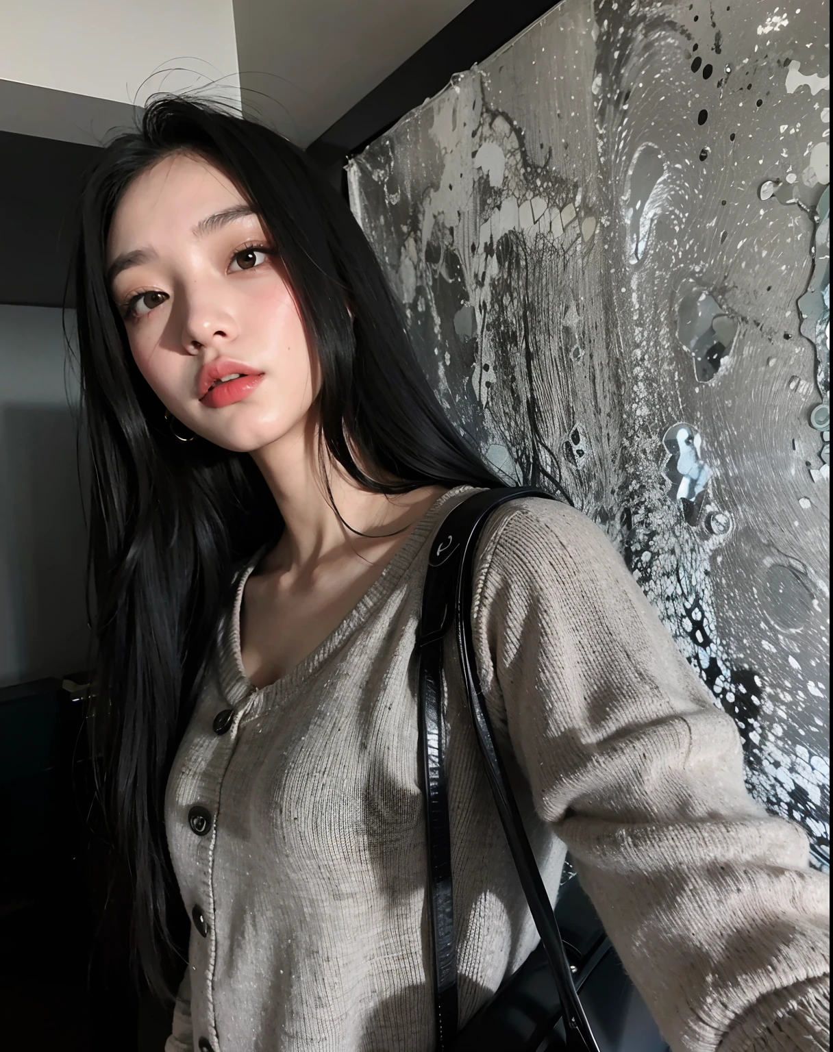 Arafed woman with long black hair and a gray sweater, Asian girl with long hair, com cabelos longos, Wenfei Ye, gorgeous chinese model, a young asian woman, an Asian woman, 18 anos, louise zhang, com longos cabelos escuros, Gongbi, jennie blackpink, Xision Wu, Lulu Chen, gemma chen, basia tran |