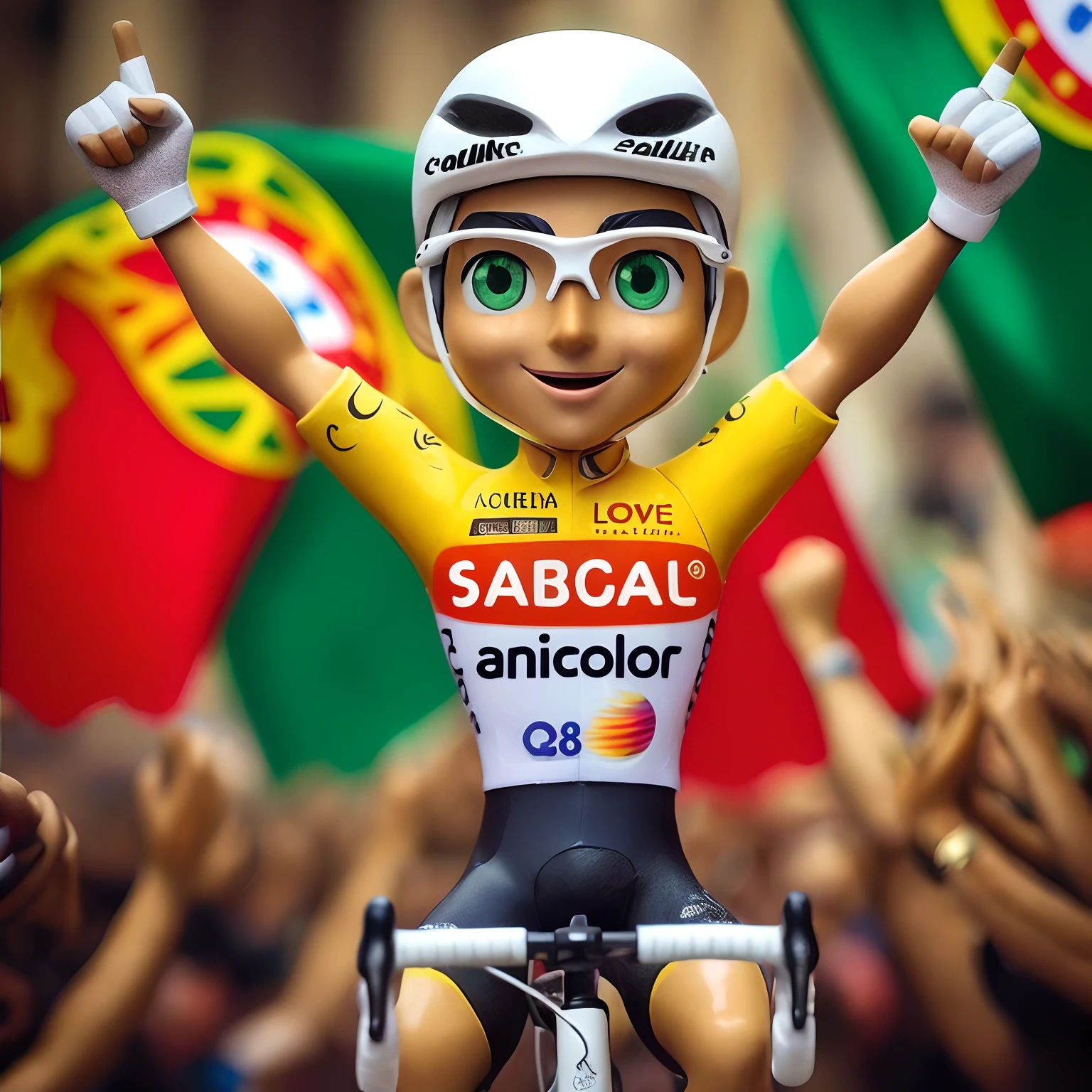 A closeup of a figurine of a cyclist with a crowd of people, ๐ฟ๐๐, ๐ป๐น๐ผ, Okuda Sam Miguel, ๐๐๐โบ๐๐๐, Anato Finnstark!!, nicola salvior, salvador, ๐ฟ๐ธ๐, Anton, 3d statue!!!, ๐๐คก, gabagool