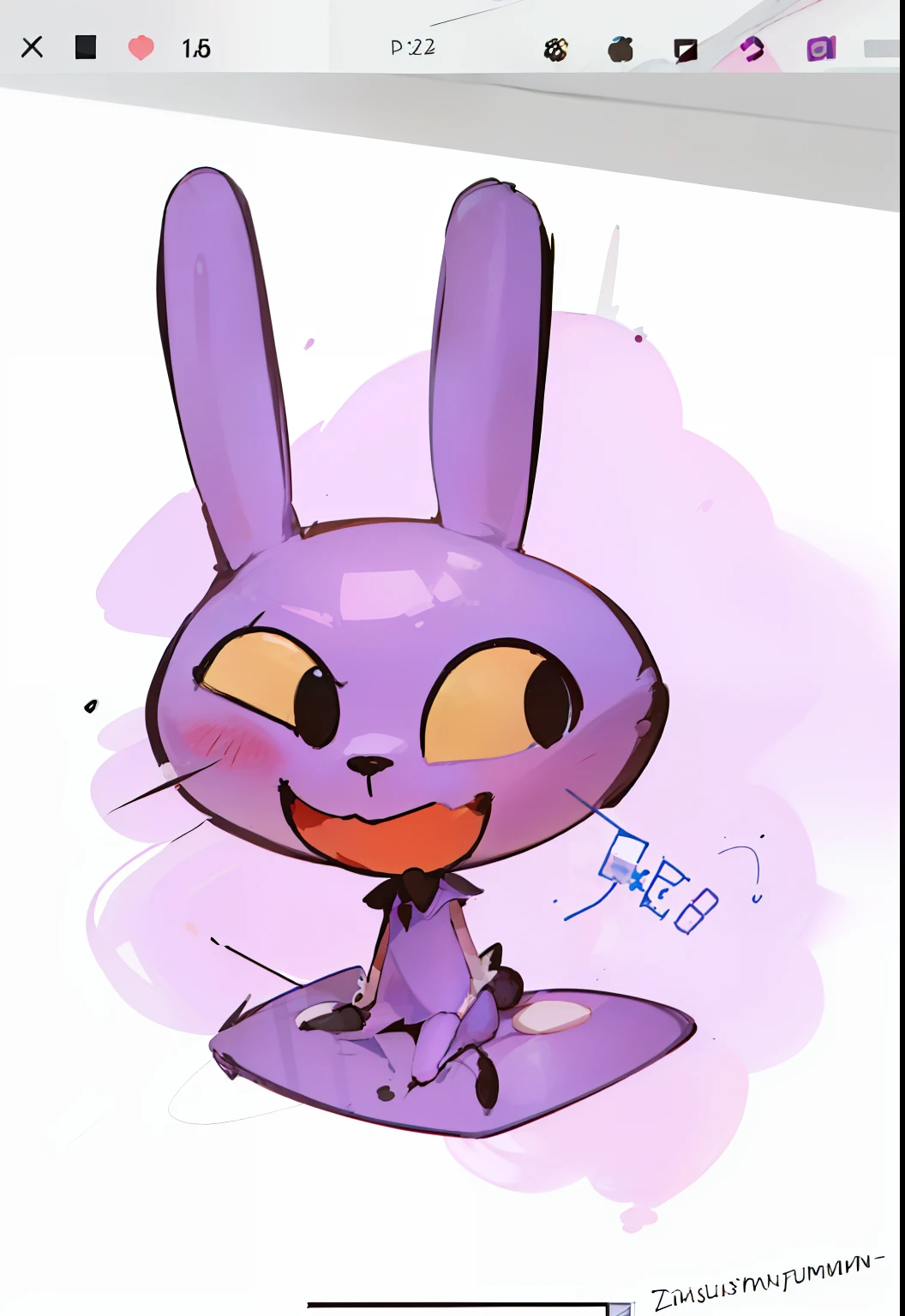A cartoon rabbit wearing a purple shirt and a pink shirt, zumidraws, [[[[grinning evily]]]], colored sketch, inspired by Kanbun Master, Shading!!!, cute anthropomorphic bunny, erak note, Cartoon Cute, anthropomorphic rabbit, edgBunny_Character, greg ], no shade, ((Portrait))