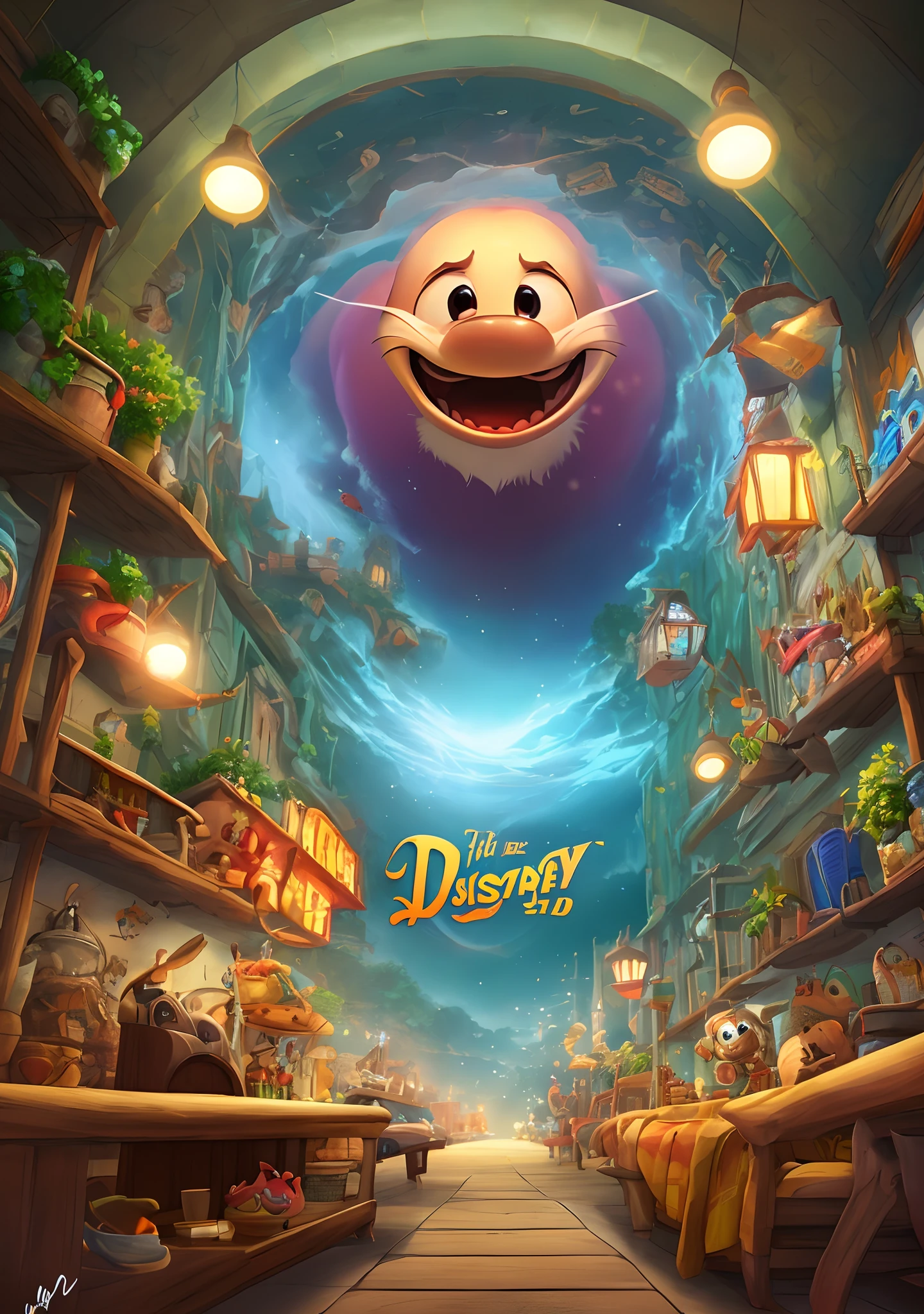 criar uma imagem em 3D inspirado na Disney Pixar, The image must be in Pixar's signature digital art style.