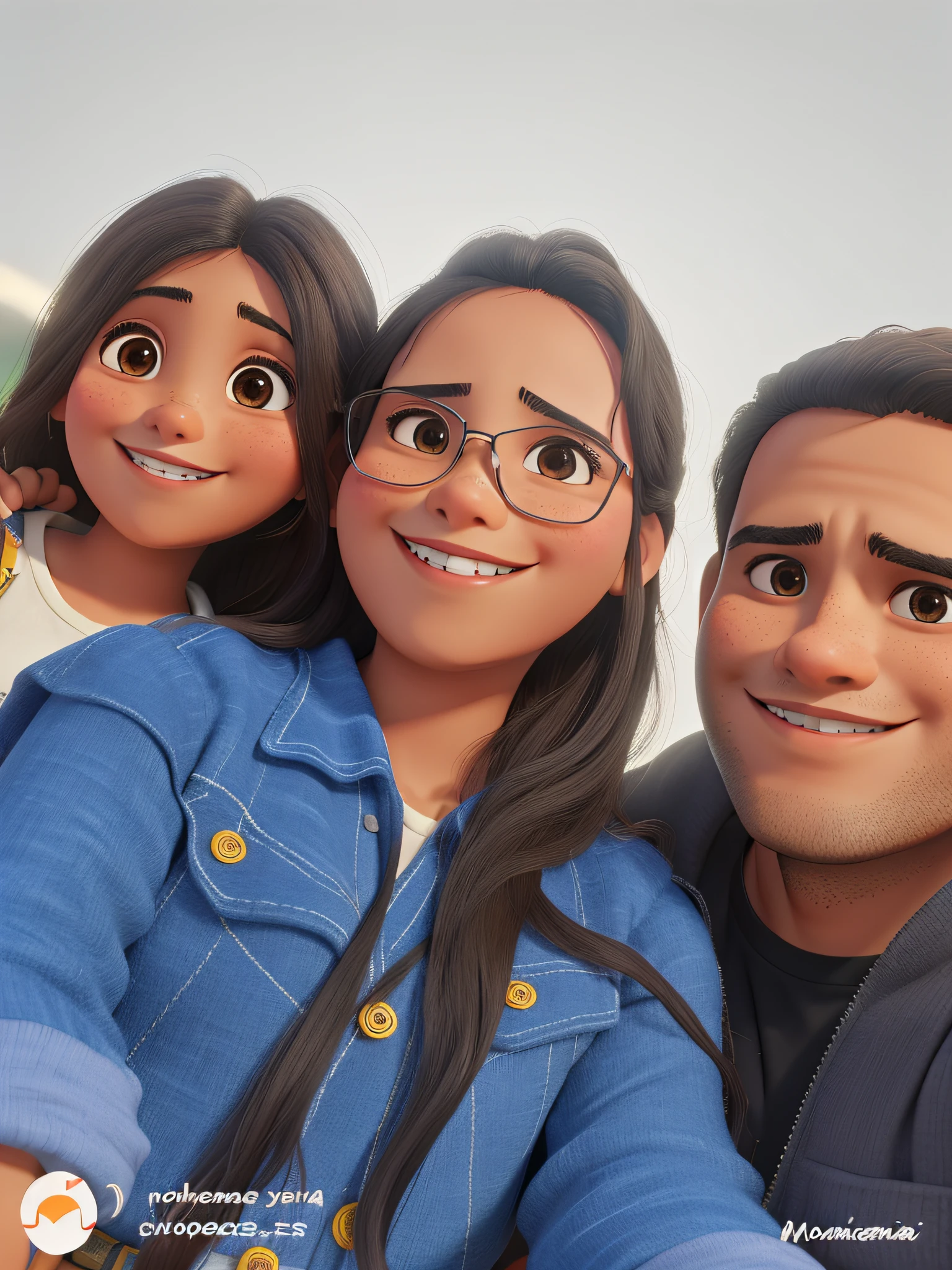 Uma familia, morena, sorrindo
