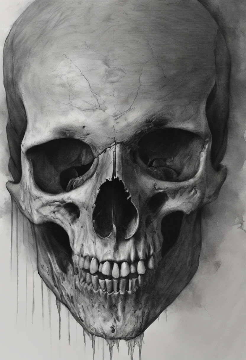 A sketch drawing of the skull of the character joe biden, hyper-realistic, artistic, tudo preto e branco