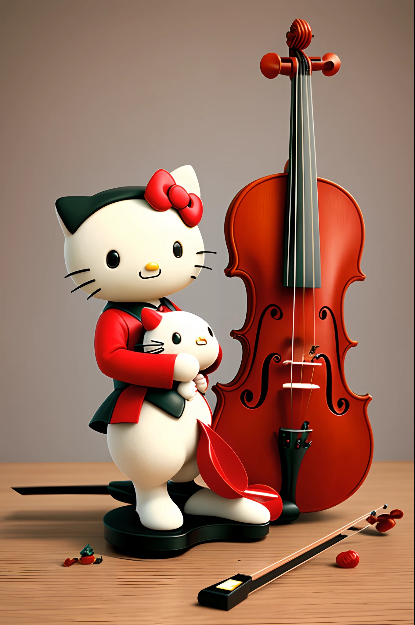 3D hello kitty with a violin