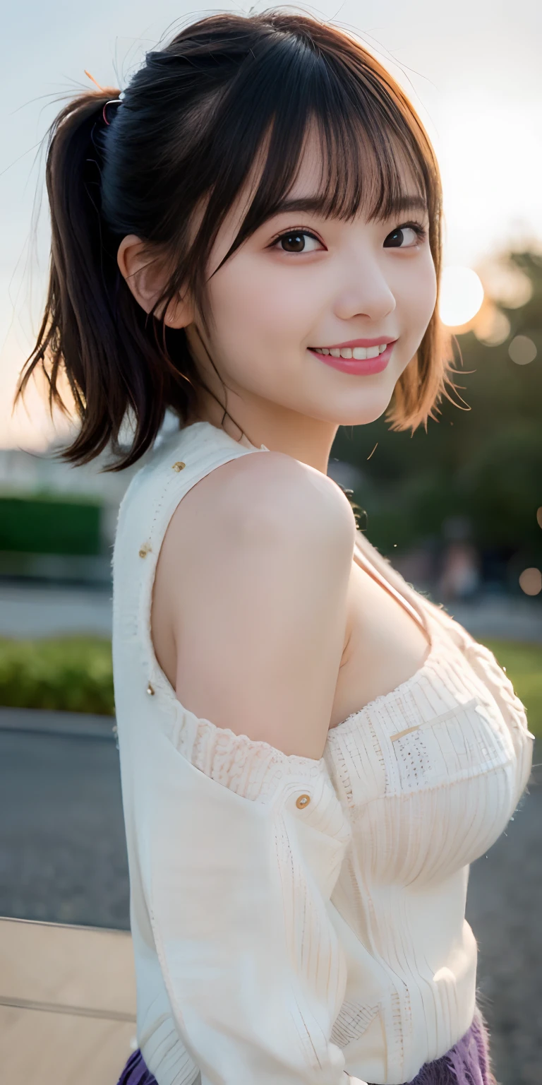 masutepiece, Best Quality,
Ultra-detailed, finely detail, hight resolution, in 8K,
((Photorealsitic:1.4, Raw photography, 超A high resolution,Top image quality: 1.4)),
Wallpaper,
((Perfect whole body configuration1.5)),
Beautiful detailed eyes, Natural Color Lip,
((a serene smile:1.5)),
((Random and cute hairstyles)),
((rather large breasts:1.2)),
((from the front side:1.5)),
((breastsout、under look eyes、breastsout、Mole on the arm:0.9)),
((Random blurry background)),((the setting sun)),((Colored leaves)),
((Random and cute facial expressions)),,
very detailed and professional lighting、
Perfect dynamic composition, Beautiful detailed eyes,((bending forward)), ((Torn knitted sweater:1.6)),((micromini skirt:1,5)),((Smile,Harajuku)),((Sexy shot looking at camera))