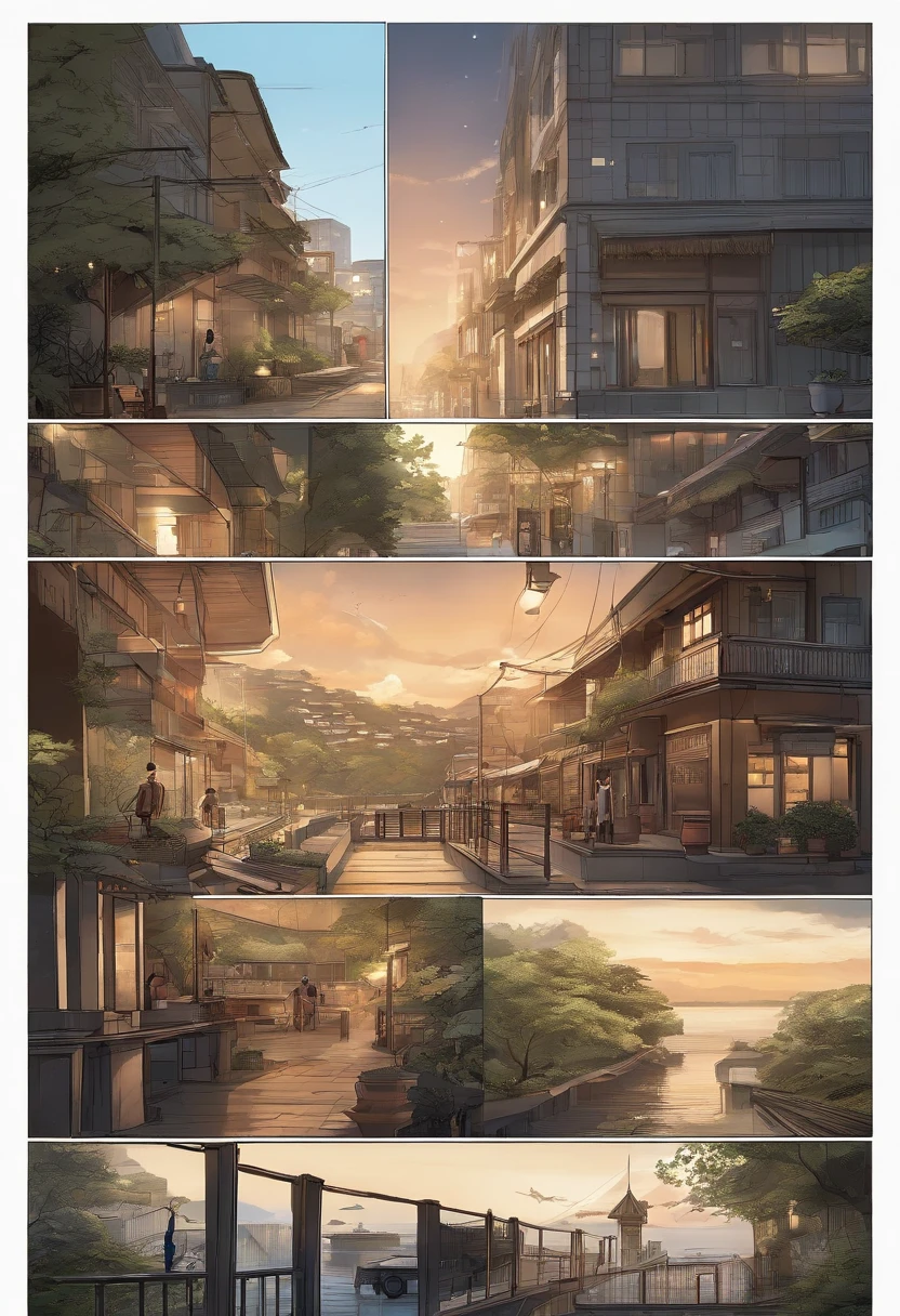 comic strip，Hong Kong comic book style，Fengyun comic style，（（（Comic storyboard））），Two-dimensional picture，Estilo de Makoto Shinkai，Makoto Shinkai manga art，teens girl，The narrow streets of the town，starrysky，vibrant with colors，Hyper-realistic，Ultra photo realsisim，super-fine，Smooth lines，high qulity，8K，tmasterpiece。There is a certain story，Inspirational stories。Generate 5 sheets