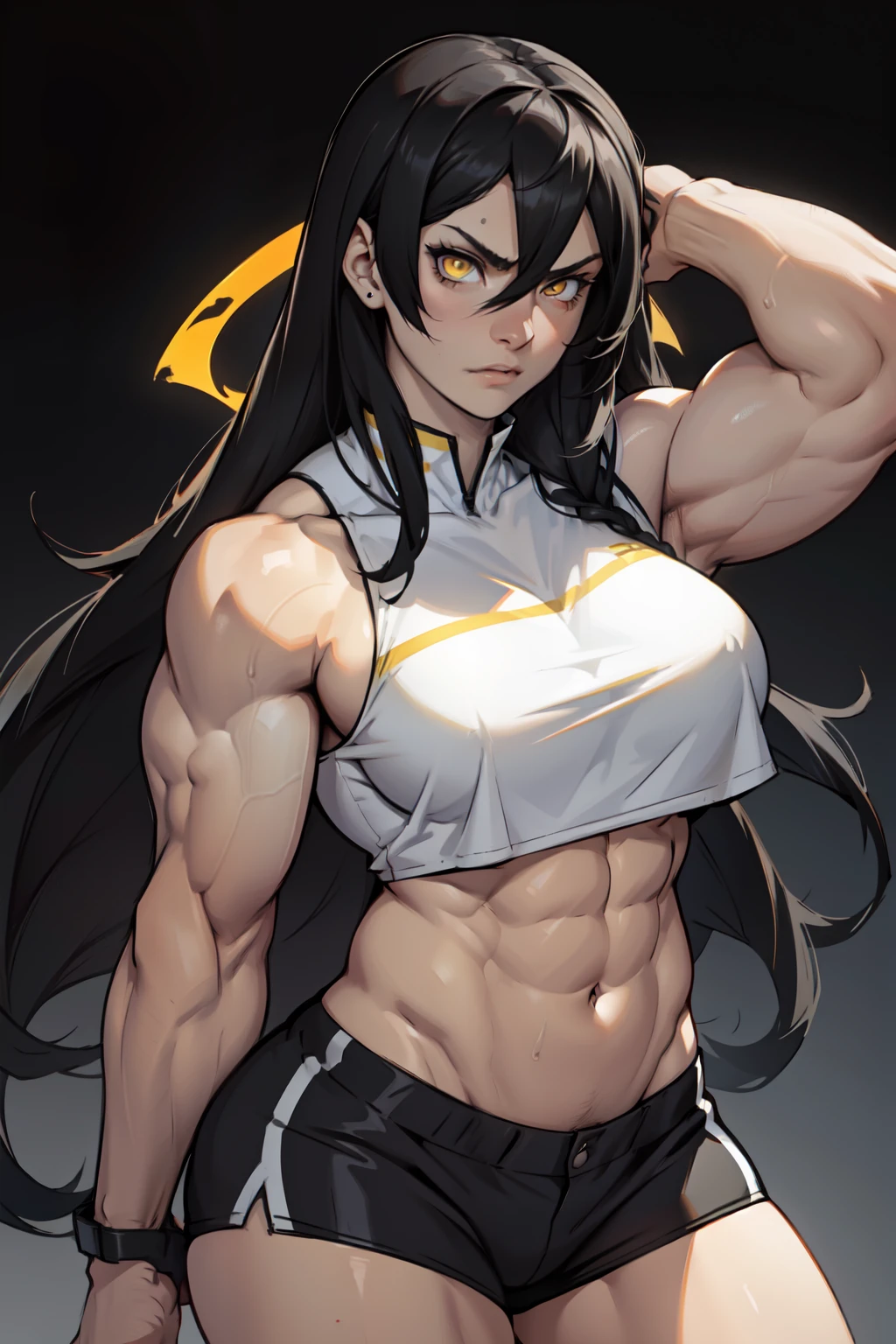 Yamato, 1 Girl, Anime Girl, Top Quality, Bodybuilding, Muscular, Big, Wallpaper, Hotel, Blush, Side Visible Pose, Seductive,