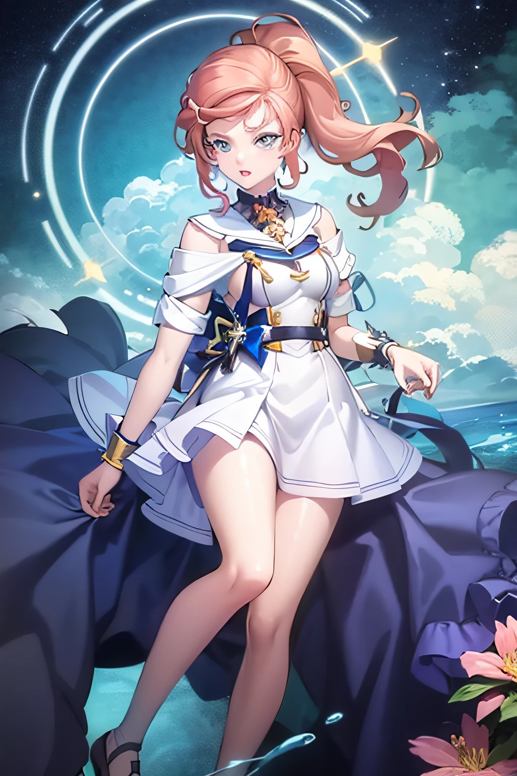 Anime girl in sailor suit flying through the air, anime girl walking on water, anime style 4 k, splash art anime , anime art style, digital art in anime style, Anime Illustration, Anime art wallpaper 8k, anime style illustration, made with anime painter studio, digital anime illustration, beautiful anime art style, digital art on pixiv, Stylized anime