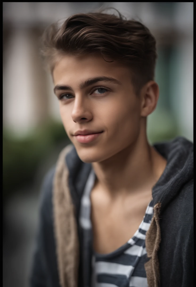 Foto RAW sequenciada, A photo of a 16-year-old boy, ((Selfie de la parte superior del cuerpo, feliz)), Teething finger, cara detallada, cabello negro, piel ligeramente morena, Fondos detallados ligeramente borrosos, Luces naturales, HDR, foto realista, Foto profesional, Coquetear con el espectador, visual sexy, fotorrealista, hermoso, Cuero natural, 8k UHD, Alta calidad, Film grain, Fujifilm XT3