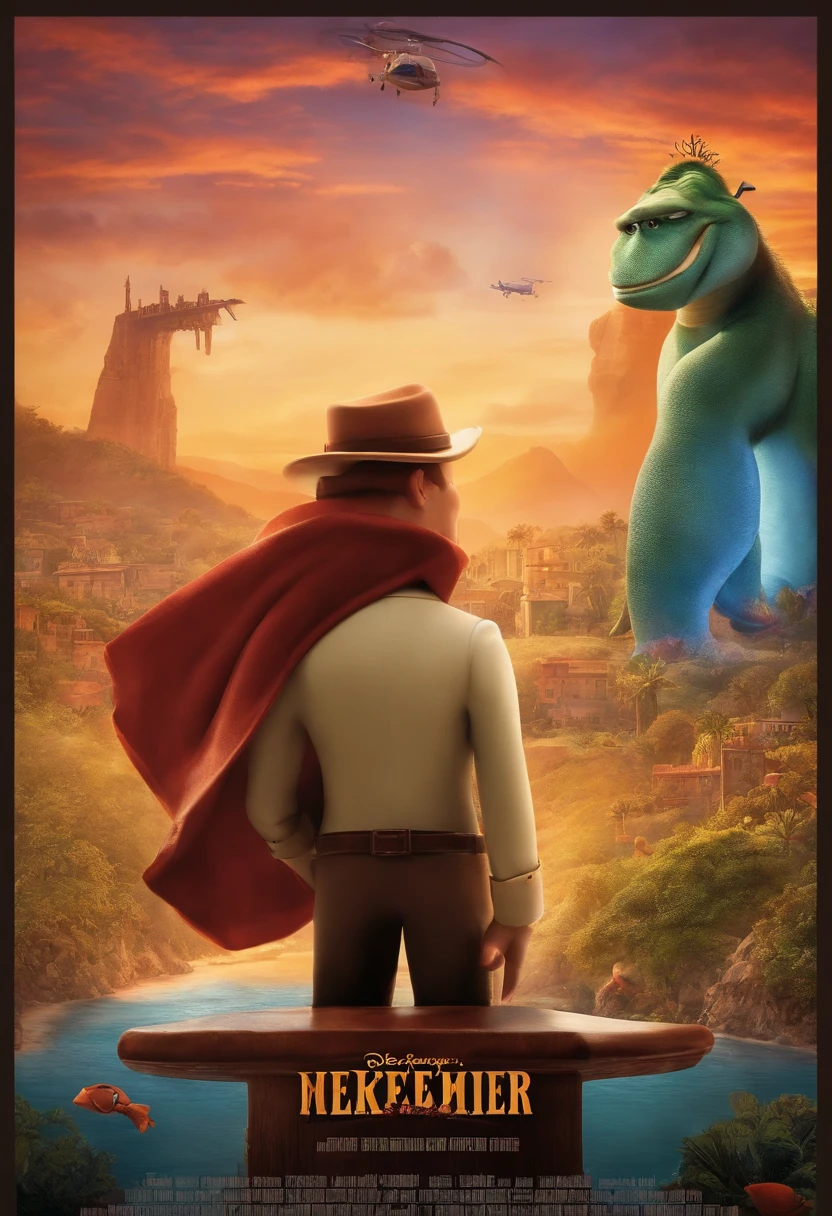 filme Oppenheimer 2023 estilo filmes Pixar, With the name ́O VELHO DAS MEIAS ROTAS , poster, with credits