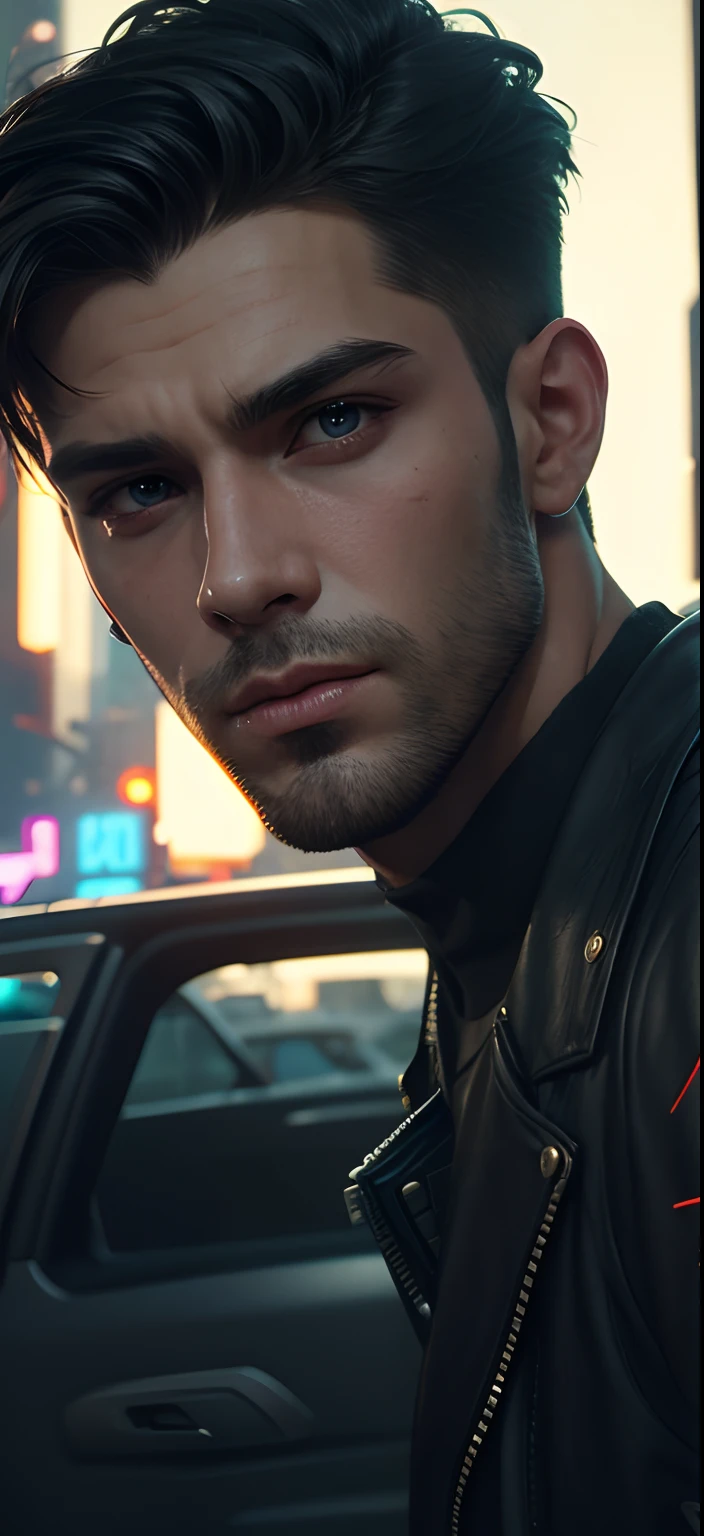 Change background cyberpunk handsome boy, realistic face, 8k, ultra realistic,