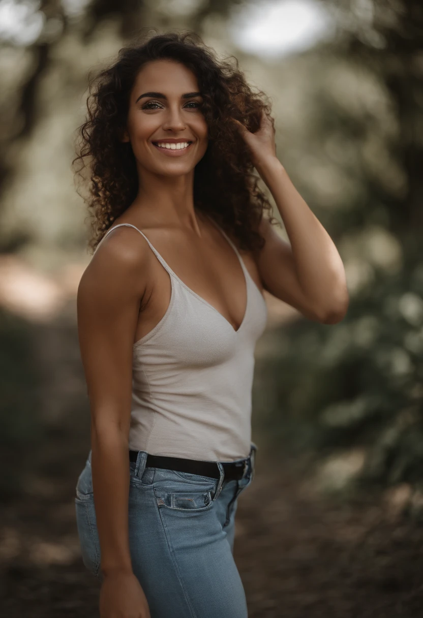 Foto RAW sequenciada, A photo of a 28-year-old woman, ((Selfie de la parte superior del cuerpo, feliz)), Teething finger, cara detallada, cabello negro, piel ligeramente morena, Fondos detallados ligeramente borrosos, Luces naturales, HDR, foto realista, Foto profesional, Coquetear con el espectador, visual sexy, fotorrealista, hermoso, Cuero natural, 8k UHD, Alta calidad, Film grain, Fujifilm XT3