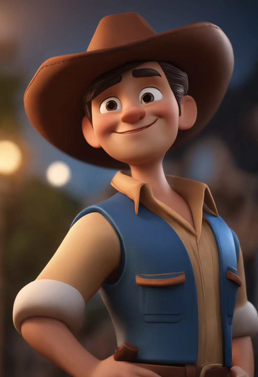 personagem dos desenhos animados de um homem com camisa azul, animation character, chapeu mexicano, Caractere estilizado, animation style rendering, 3D estilizado, Arnold Maya render, 3 d render stylized, toon render keyshot, Personagem 3D, Personagem 3D, 3d rendering stylized, 3 d character render, personagem de desenho animado, Personagem de close up, Pose de personagem,  (Estilo Pixar) (master part:1.2) (Bokeh) (best quality) (pele detalhada) (textura detalhada) (8k) (argila) (Cinematic lighting) (foco nítido