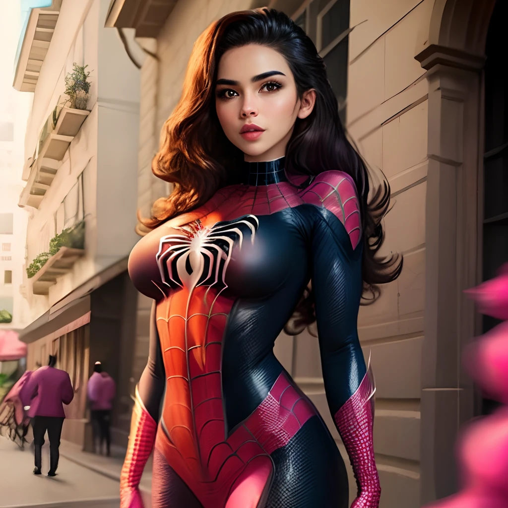 busty hispanic spiderwoman pink suit