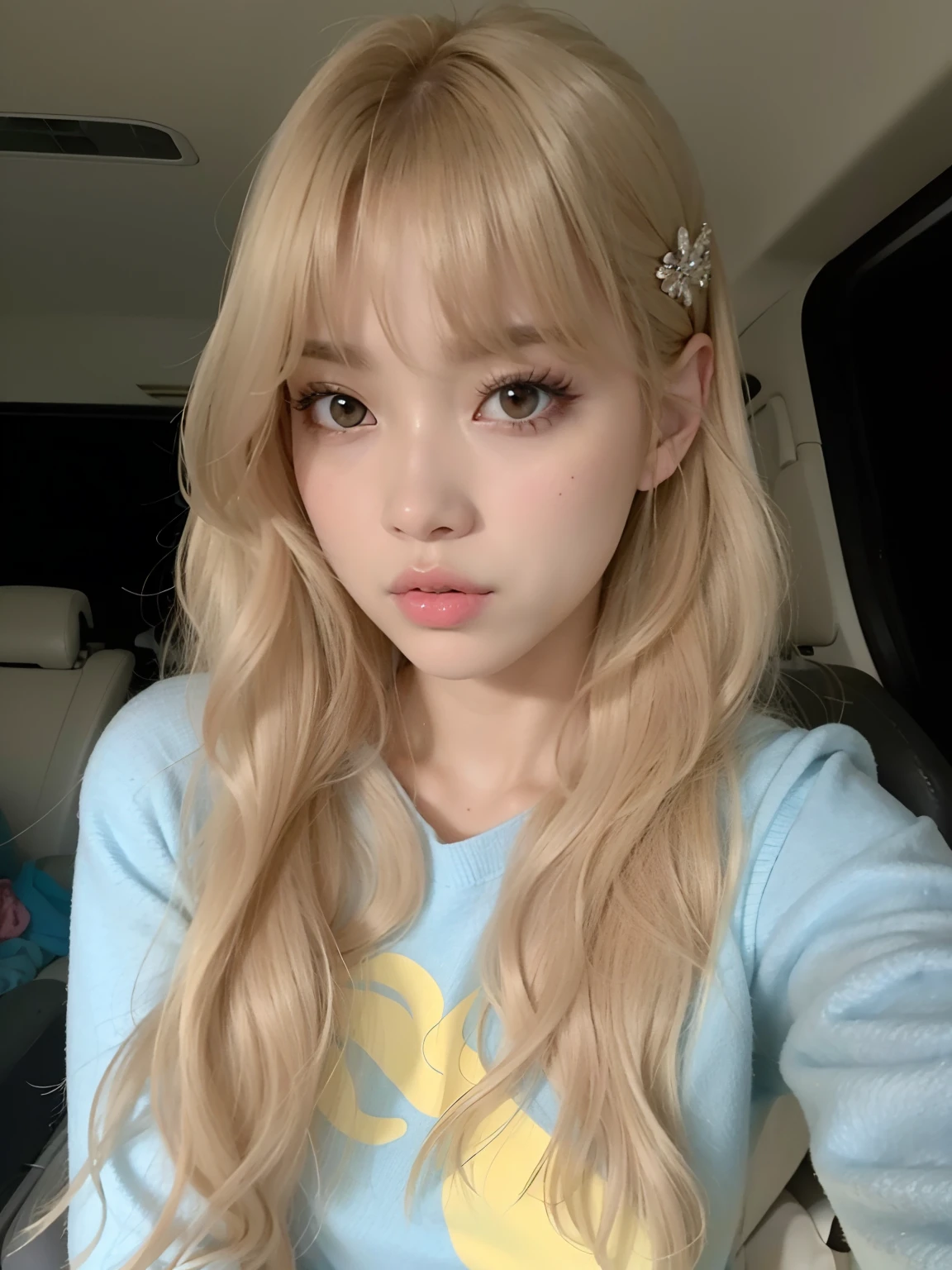 um close up de uma pessoa com cabelos longos e uma camisa azul, Lalisa Manobal, Lalisa Manoban do Blackpink, Parque Roseanne do Blackpink, jossi do blackpink, Retrato de Jossi de Blackpink, com franja, foto de perfil headshot, Ulzzang, cabelo arrumado com franja, Dom Yunjoo, Jaeyeon Nam, Kim Doyoung