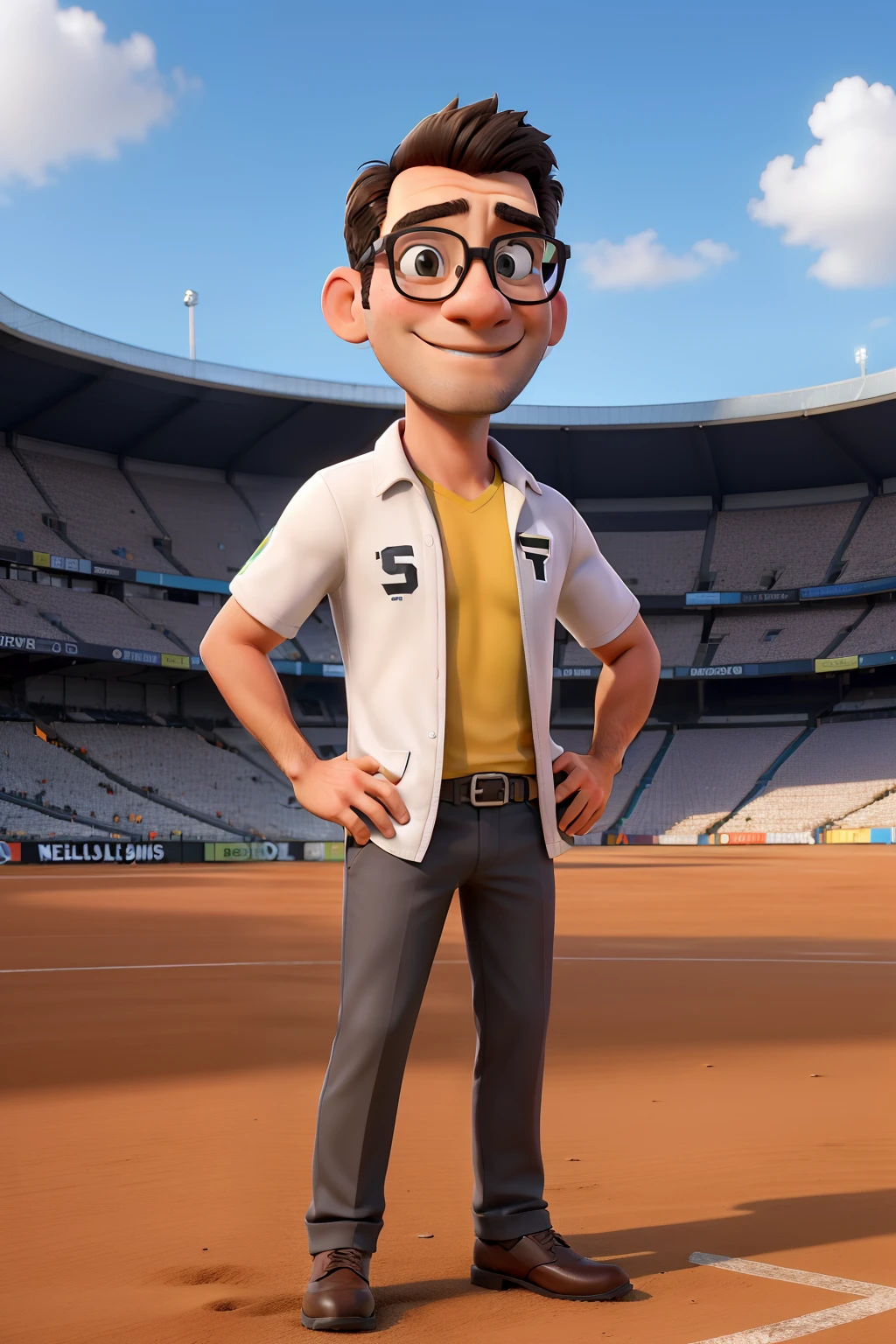 Obra-prima, de melhor qualidade, a man in glasses and a Botafogo shirt standing in the stadium