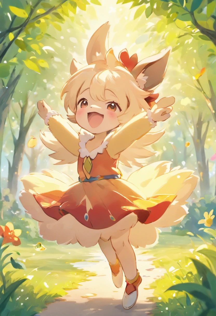 (best quality,4k,highres,masterpiece:1.2),realistic,wolf cub,dancing,red cap,beautiful detailed eyes,beautiful detailed lips,joyful expression,cute,playful,energetic,garden background,vivid colors,soft lighting,like a fairytale,storybook illustration,watercolor painting,whimsical atmosphere,celebration of movement,music in the air,graceful leaps and spins,strong sense of rhythm,enchanted scenery,endless joy and freedom,happy and carefree,brisk movements,dancing in harmony with nature,exquisite details in fur,magical aura,comical and endearing,magical twilight colors,blending of reality and fantasy,ethereal atmosphere,charming and lively,expressive and vibrant,childlike innocence and wonder,dancing with abandon,cheerful and whimsical music playing,adventurous spirit.