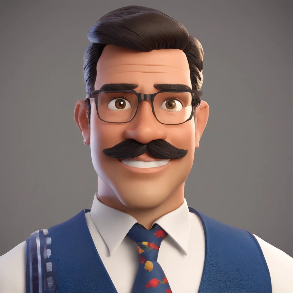 Crie um cartaz inspirado na Disney Pixar com o personagem sendo um homem jovem de 35 anos, Um homem de cabelos preto curto, cavanhaque, bigode, usando chapeu mexicano em um ambiente de retaurante