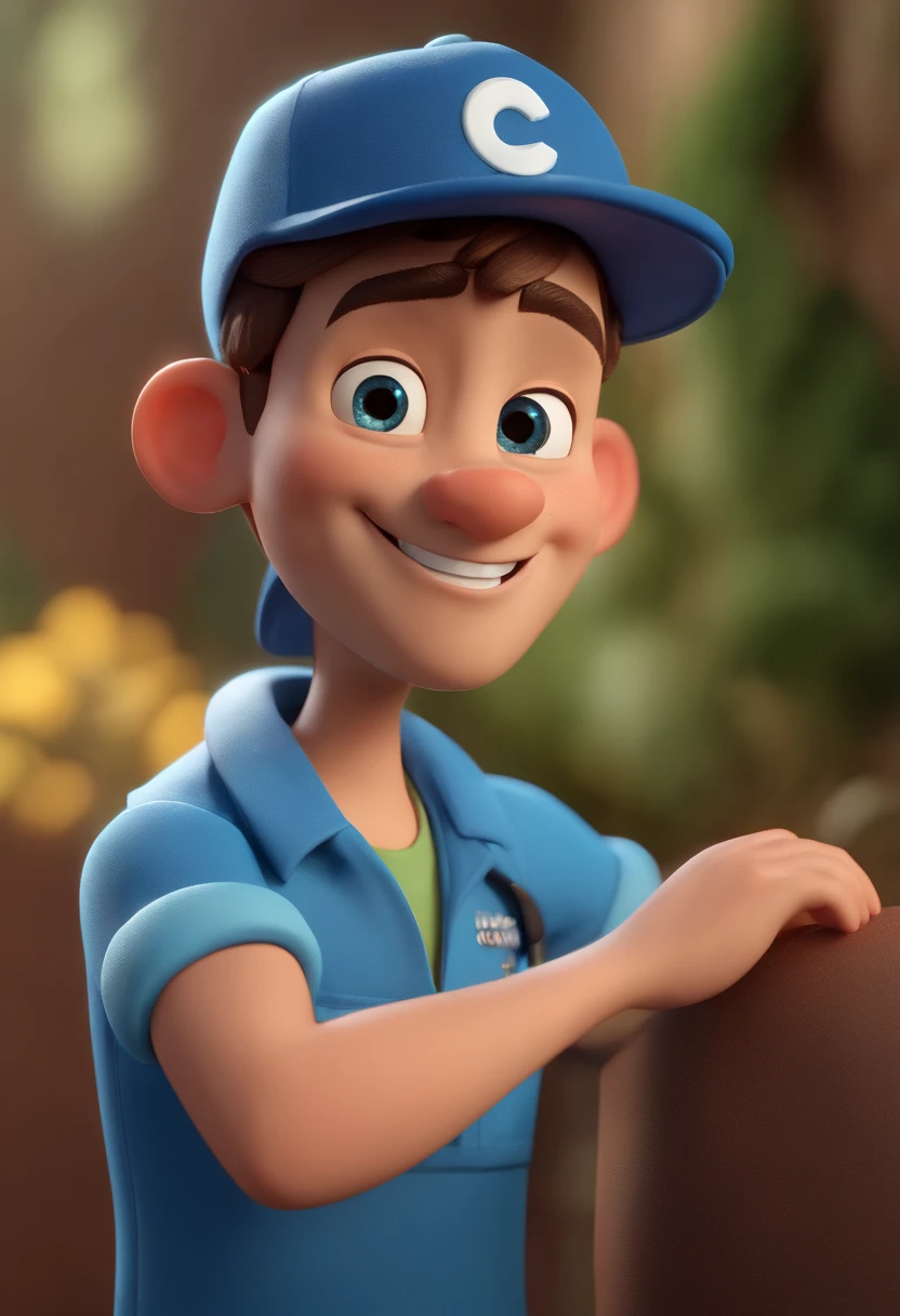 personagem dos desenhos animados de um homem, uma camisa azul, animation character, Caractere estilizado, animation style rendering, 3D estilizado, Arnold Maya render, 3 d render stylized, toon render keyshot, Personagem 3D, Personagem 3D, 3d rendering stylized, 3 d character render, personagem de desenho animado, Personagem de close up, Pose de personagem, (Estilo Pixar) (master part:1.2) (Bokeh) (best quality) (pele detalhada) (textura detalhada) (8k) (argila) (Cinematic lighting) (foco nítido