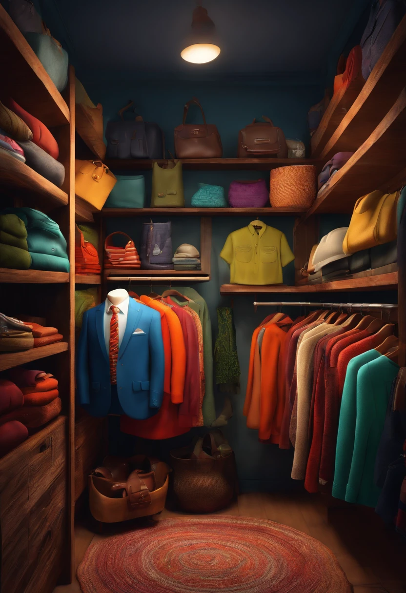 Desenho em estilo 3D da Pixar de uma loja de roupas